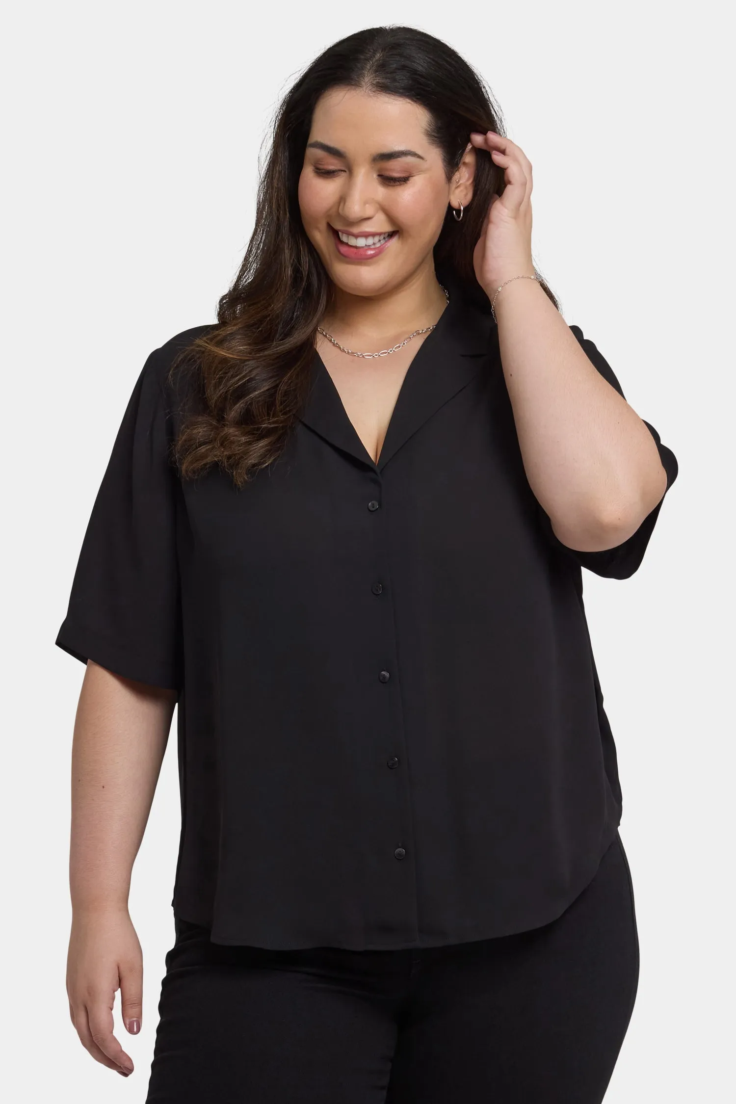 Gabrielle Short Sleeved Blouse In Plus Size - Black sold by NYDJ