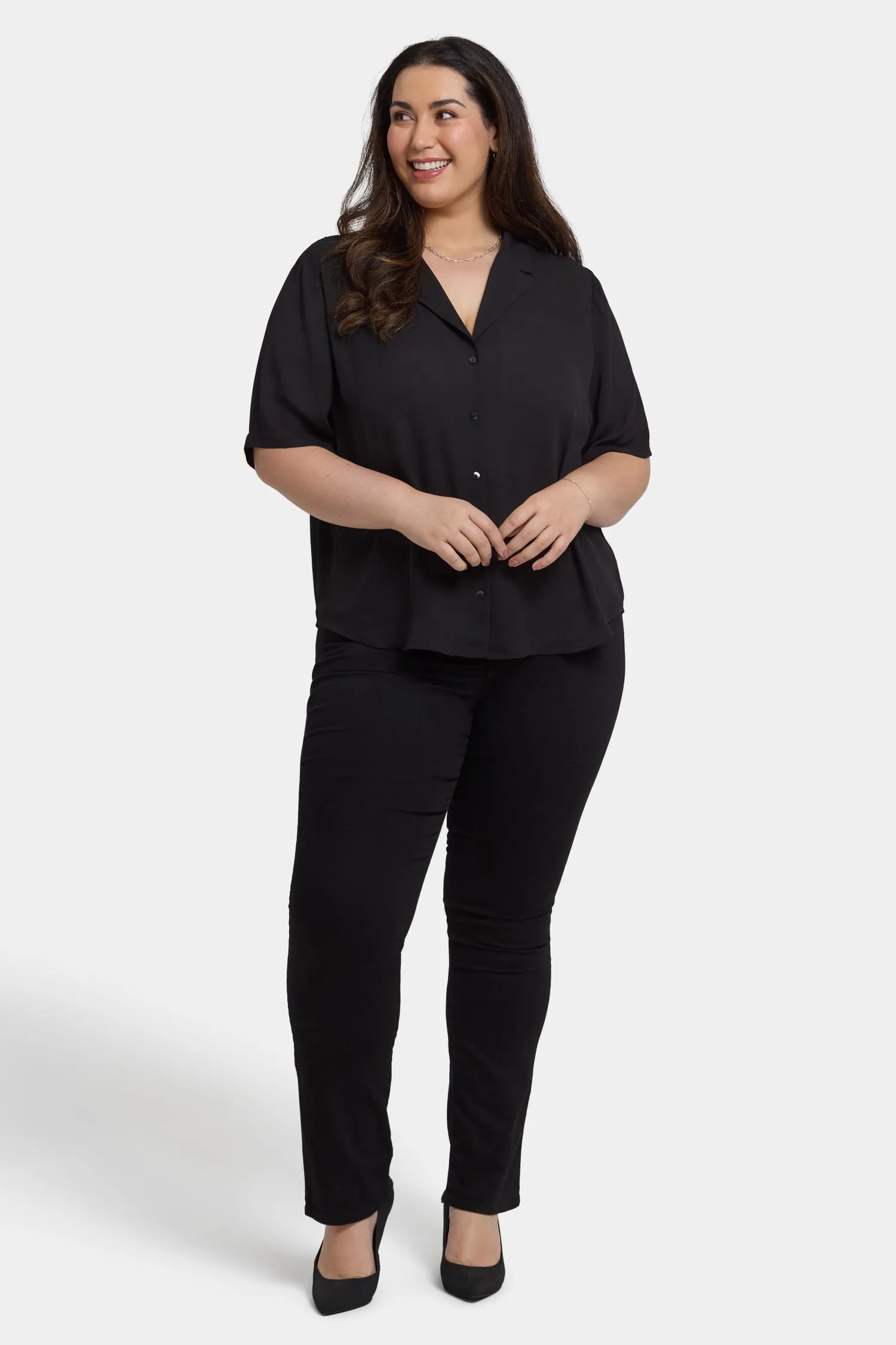Gabrielle Short Sleeved Blouse In Plus Size - Black sold by NYDJ product image thumbnail 4