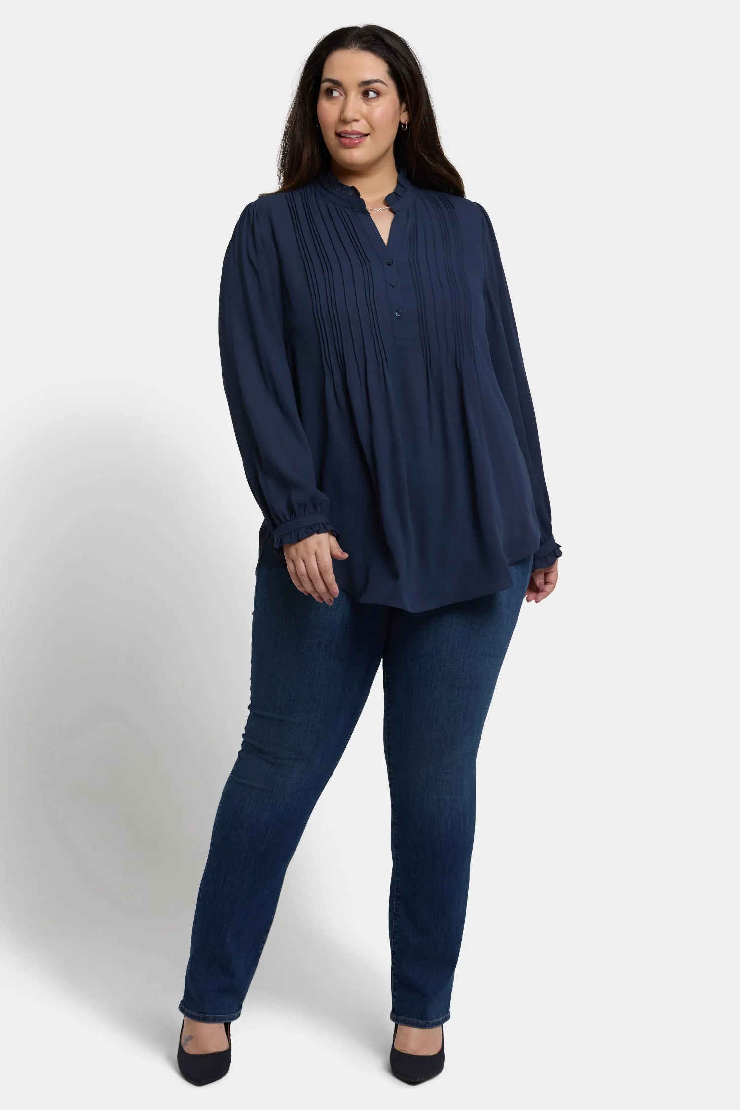Pleated Front Tunic In Plus Size - Oxford Navy sold by NYDJ product image thumbnail 4