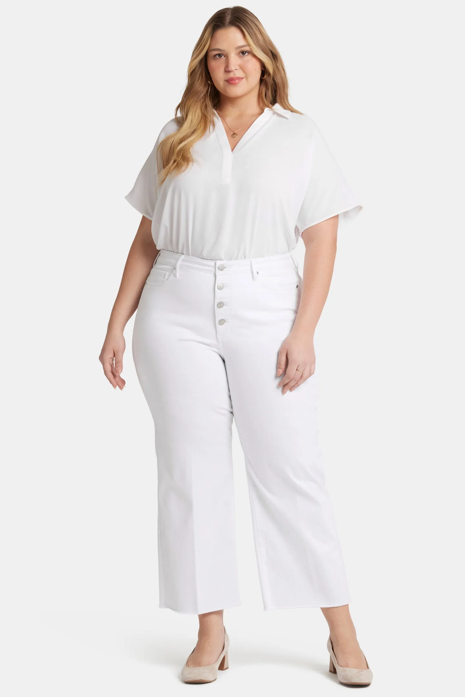 Teresa Wide Leg Ankle Jeans In Plus Size - Optic White sold by NYDJ