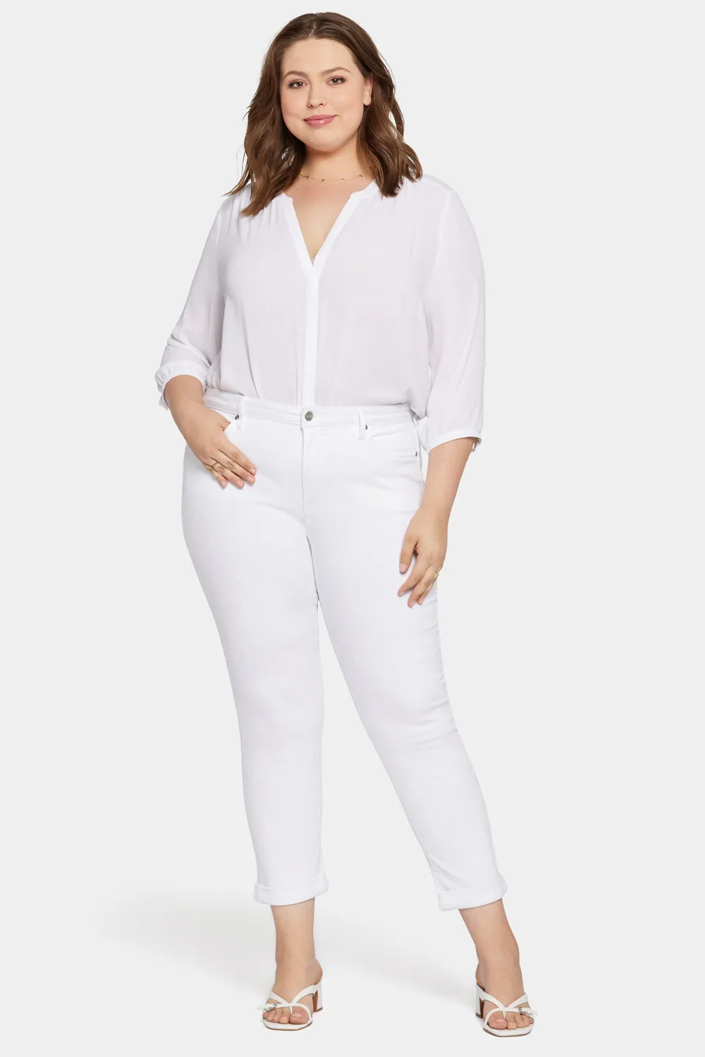 Sheri Slim Ankle Jeans In Plus Size - Optic White sold by NYDJ