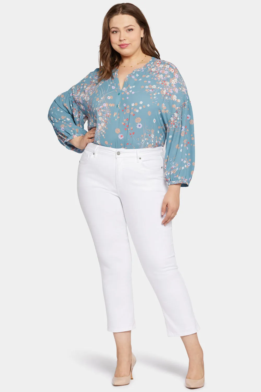 Marilyn Straight Ankle Jeans In Plus Size - Optic White sold by NYDJ