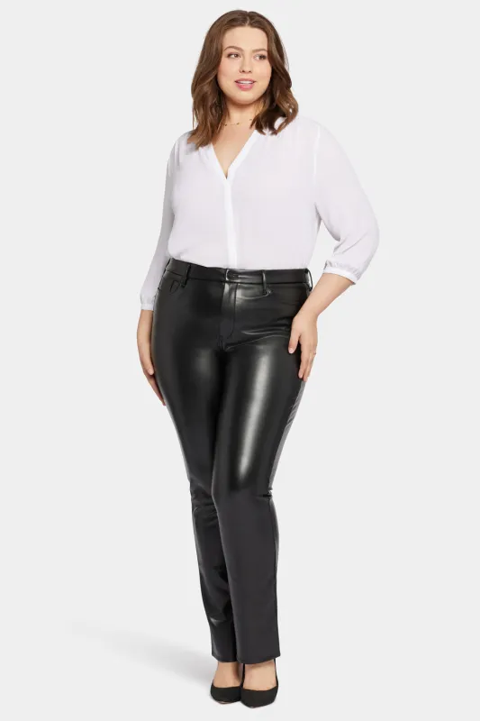 Faux Leather Marilyn Straight Pants In Plus Size - Black sold by NYDJ