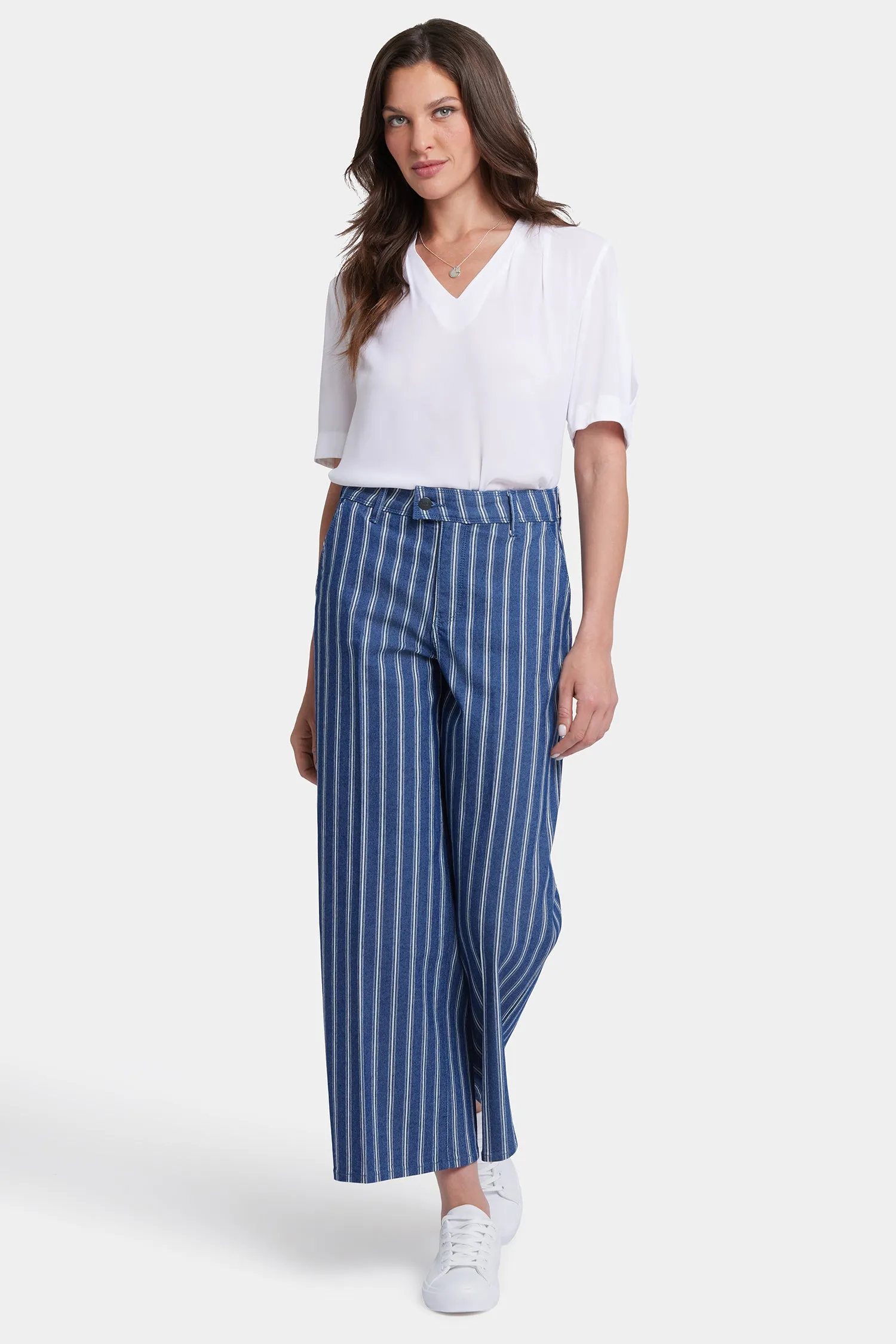 Mona Wide Leg Trouser Ankle Jeans - Huelva Stripe sold by NYDJ