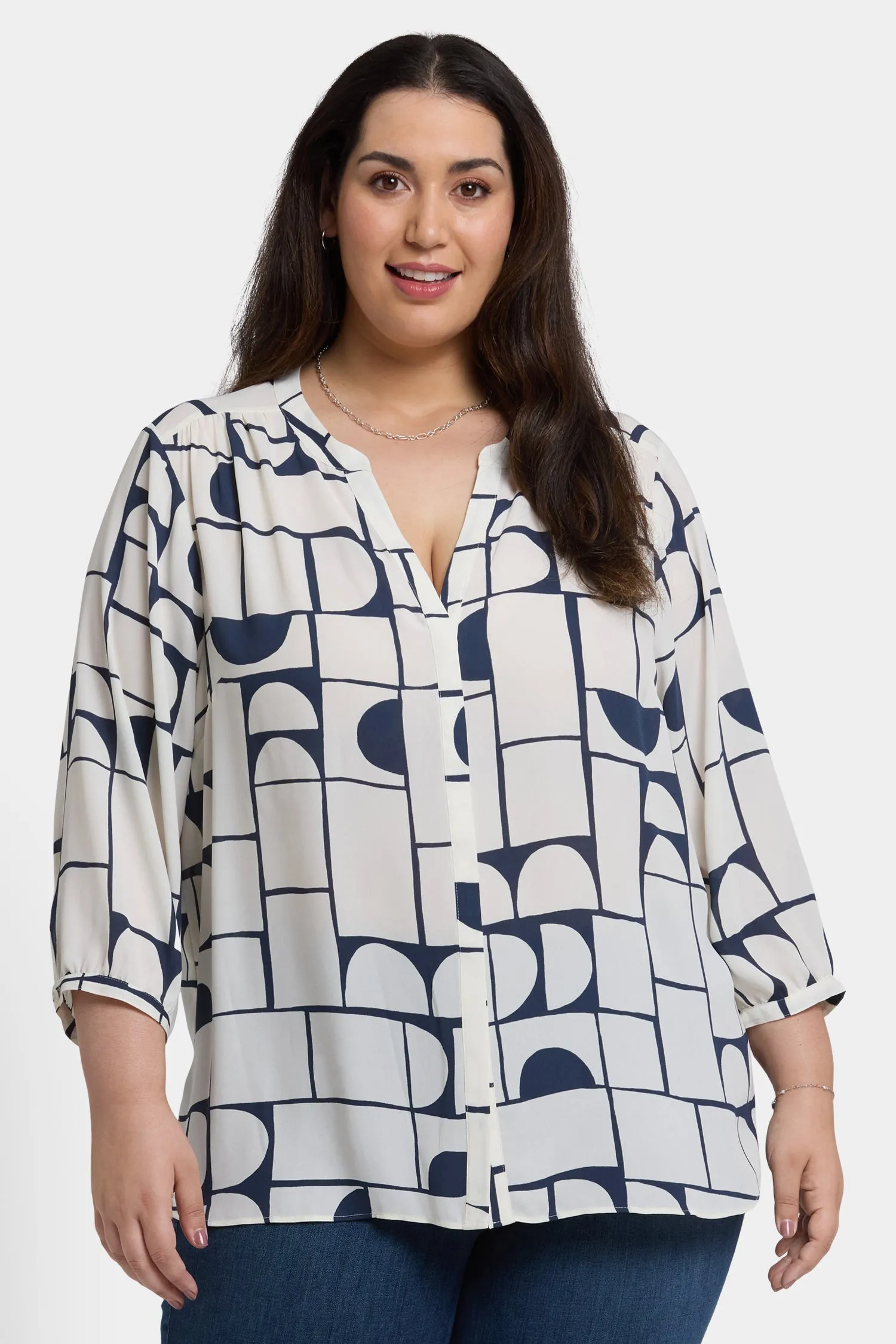 Pintuck Blouse In Plus Size - Campo Das Cortes sold by NYDJ