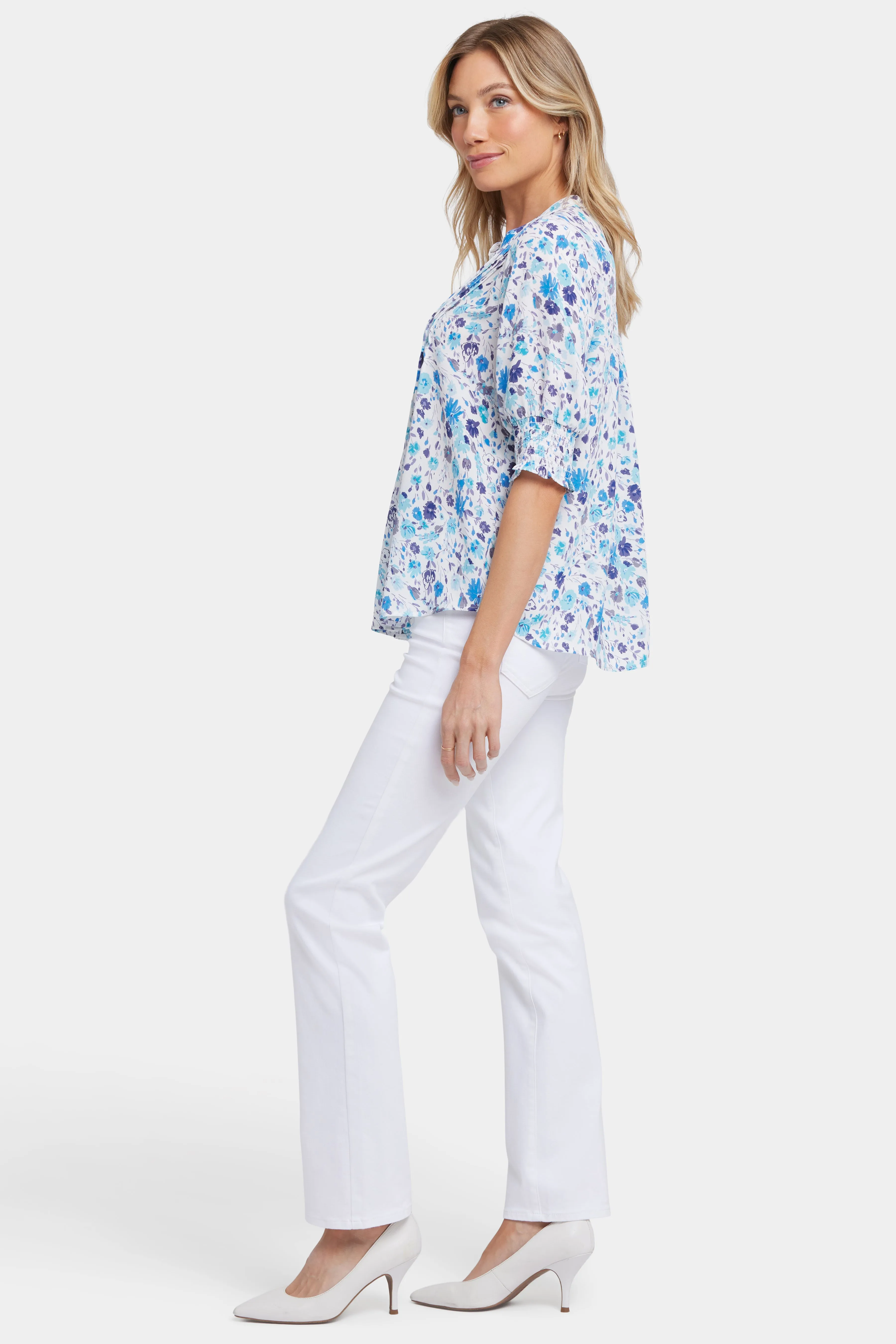 Pleated Short Sleeved Blouse - Jimena Garden sold by NYDJ product image thumbnail 3