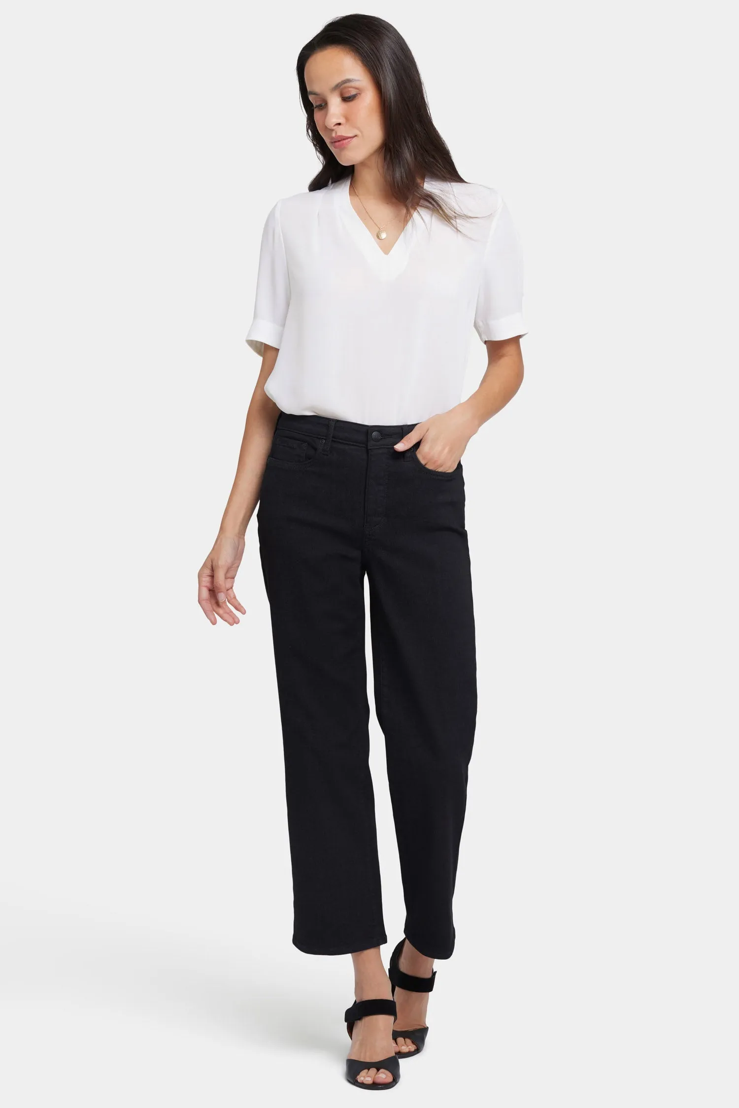 Bailey Relaxed Straight Ankle Jeans - Black sold by NYDJ