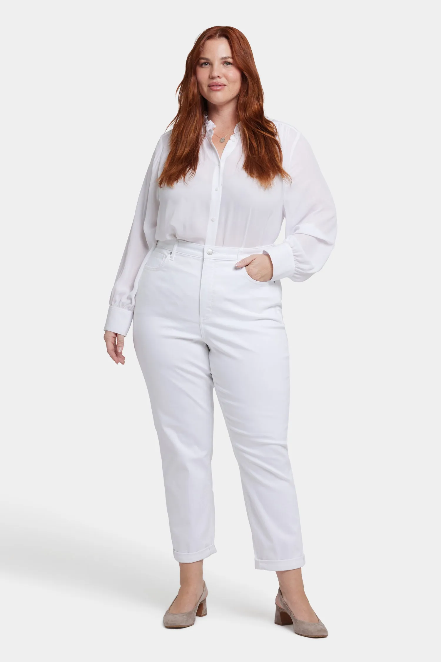 Margot Girlfriend Jeans In Plus Size - Optic White sold by NYDJ