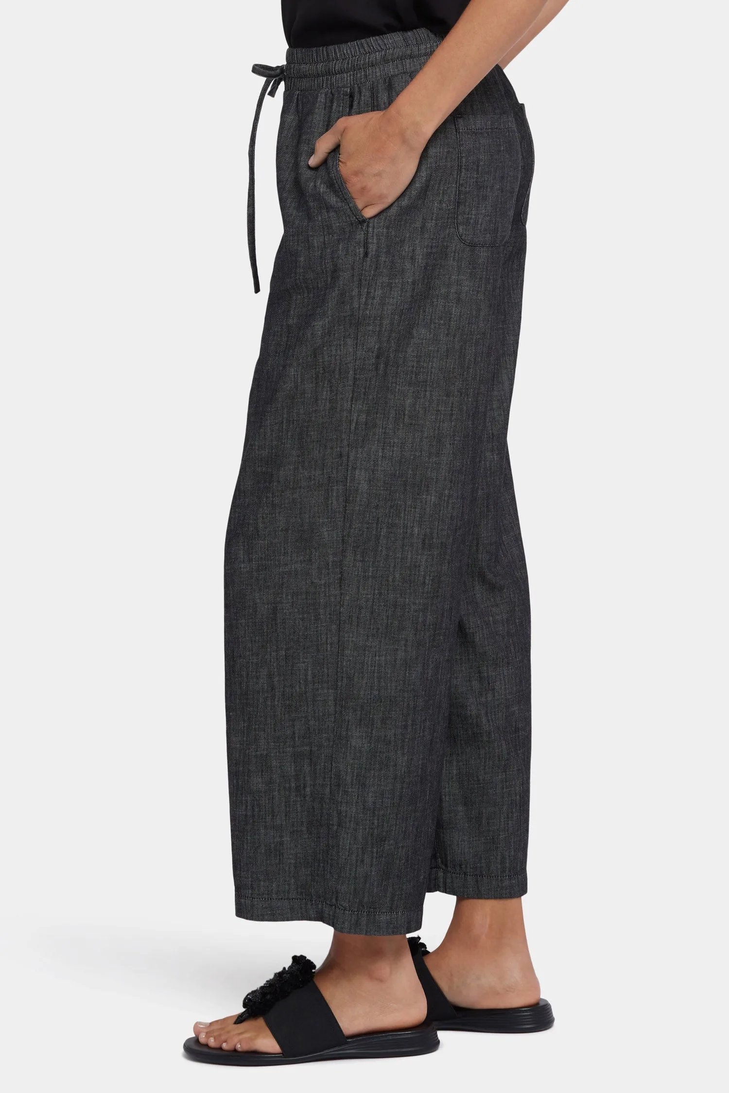 Jayne Pull-On Wide Leg Ankle Pants - Black Rinse sold by NYDJ product image thumbnail 3