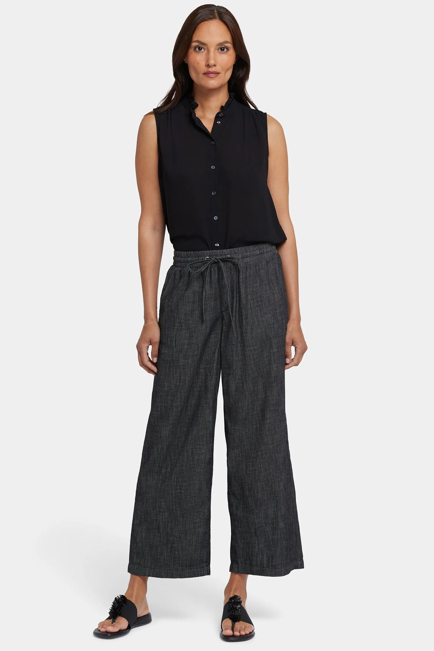Jayne Pull-On Wide Leg Ankle Pants In Petite - Black Rinse sold by NYDJ product image thumbnail 4