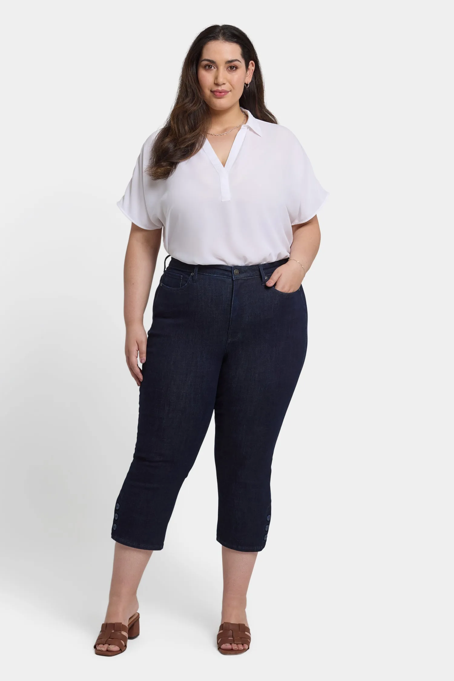 Joni Relaxed Capri Jeans In Plus Size - Rinse sold by NYDJ