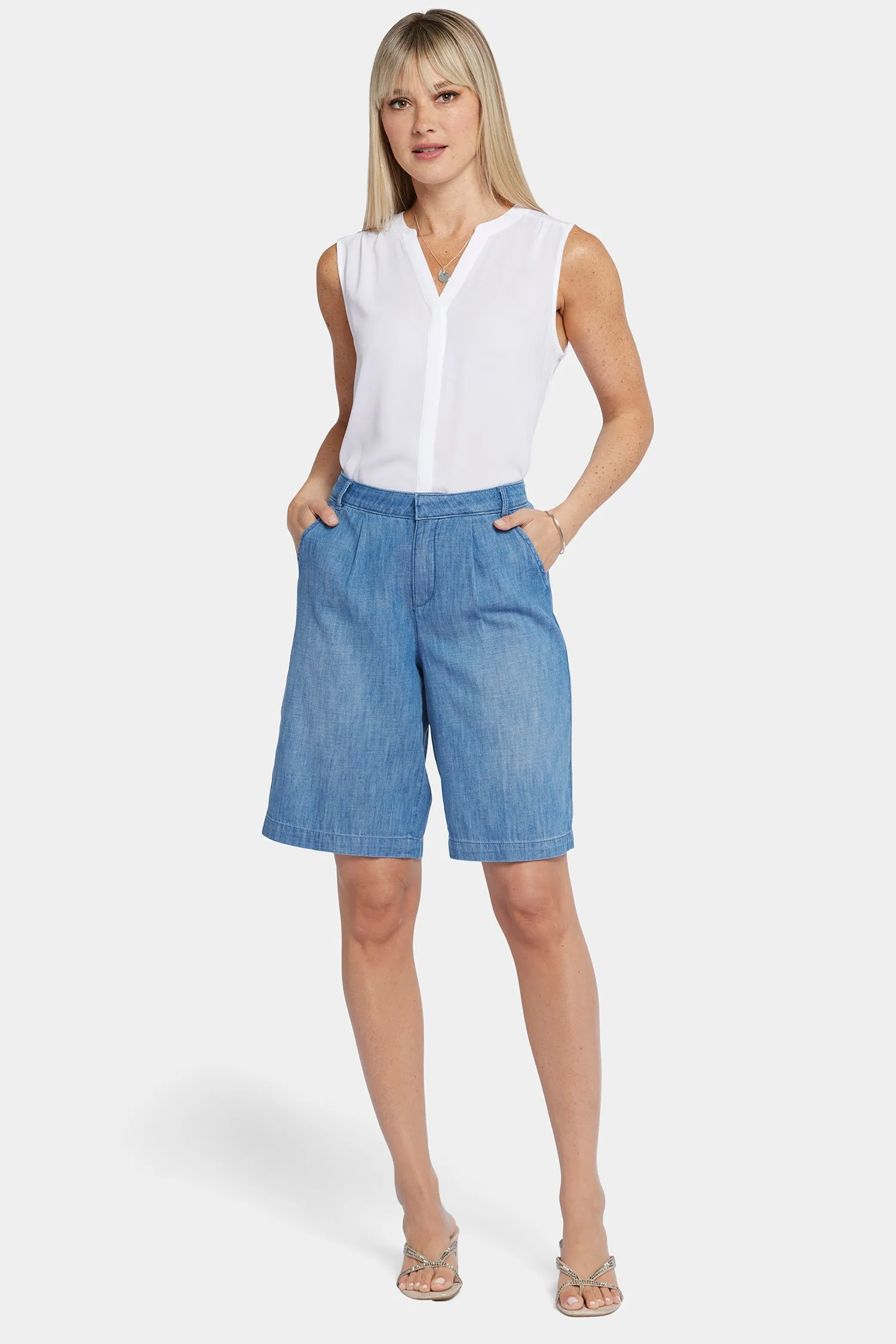 Relaxed Denim Bermuda Shorts In Petite - Corfu sold by NYDJ