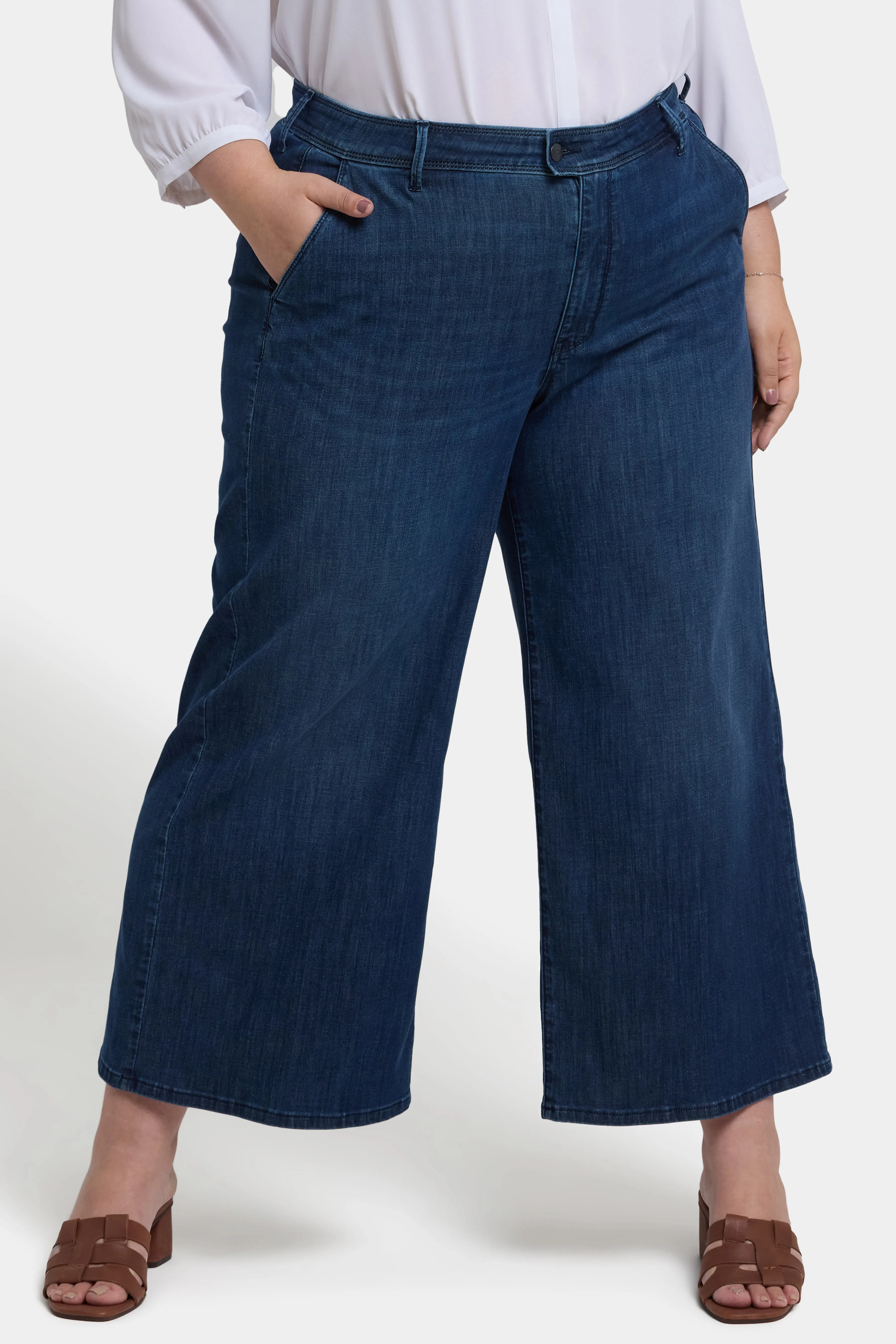 Mona Wide Leg Trouser Ankle Jeans In Plus Size - Ibiza Blues sold by NYDJ product image thumbnail 4