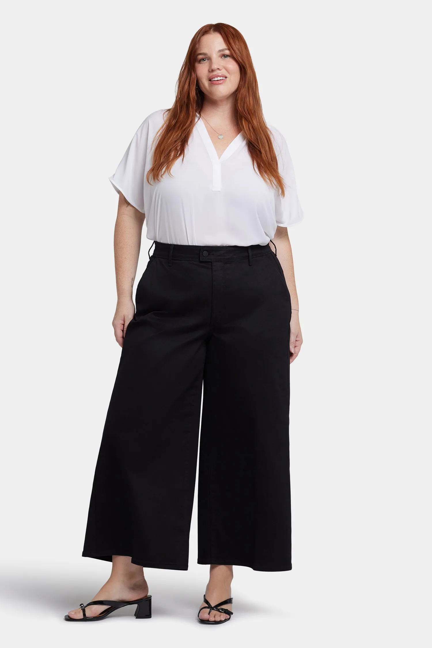 Mona Wide Leg Trouser Ankle Jeans In Plus Size - Black sold by NYDJ