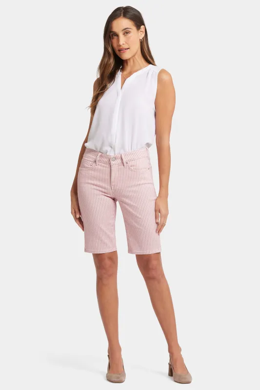 Briella 11 Inch Denim Shorts - Pink Frost Stripe sold by NYDJ