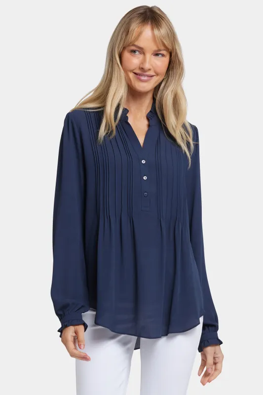 Pleated Front Tunic - Oxford Navy sold by NYDJ
