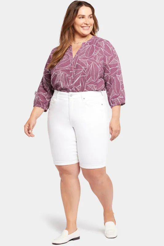 Briella 11 Inch Denim Shorts In Plus Size - Optic White sold by NYDJ