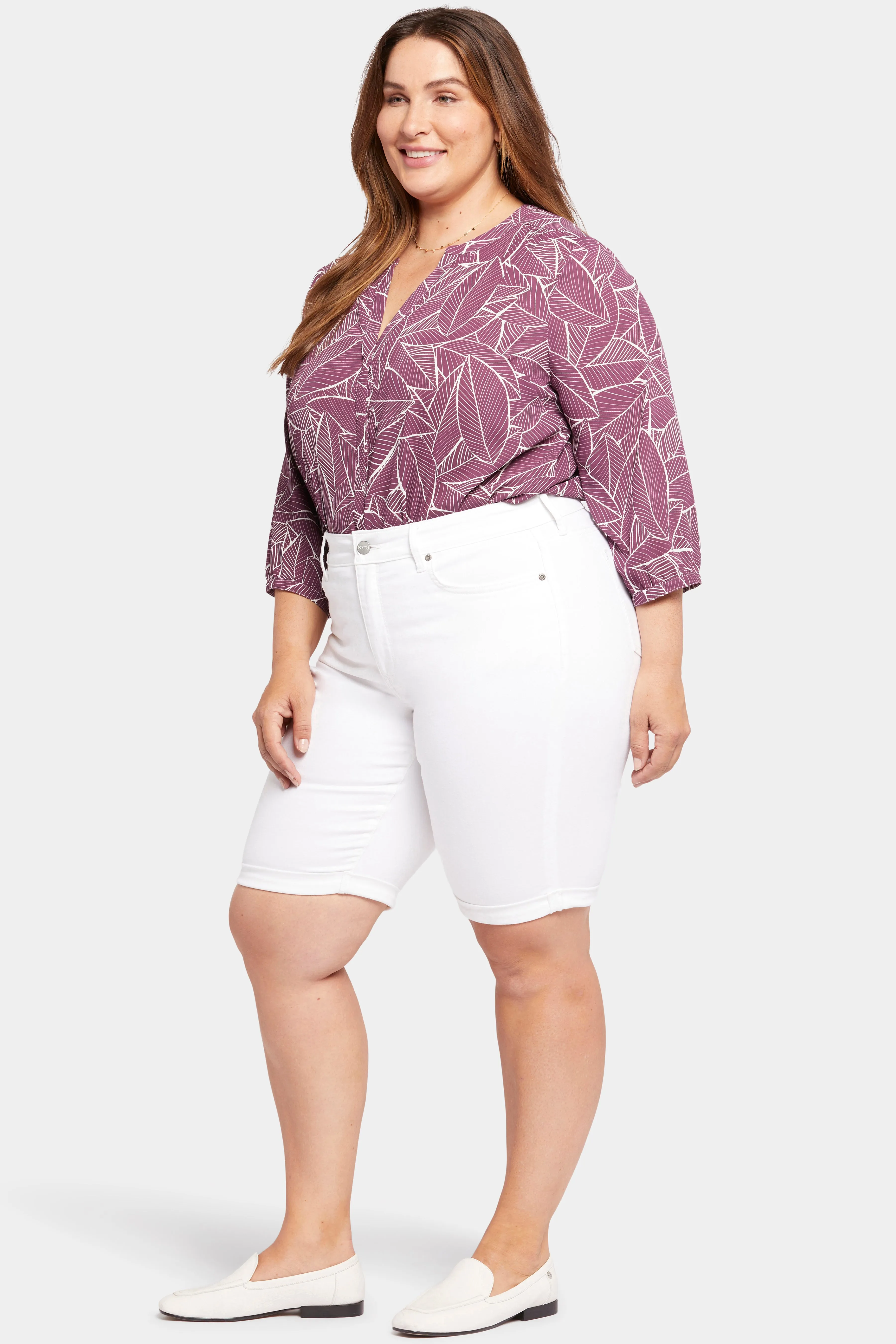 Briella 11 Inch Denim Shorts In Plus Size - Optic White sold by NYDJ product image thumbnail 2