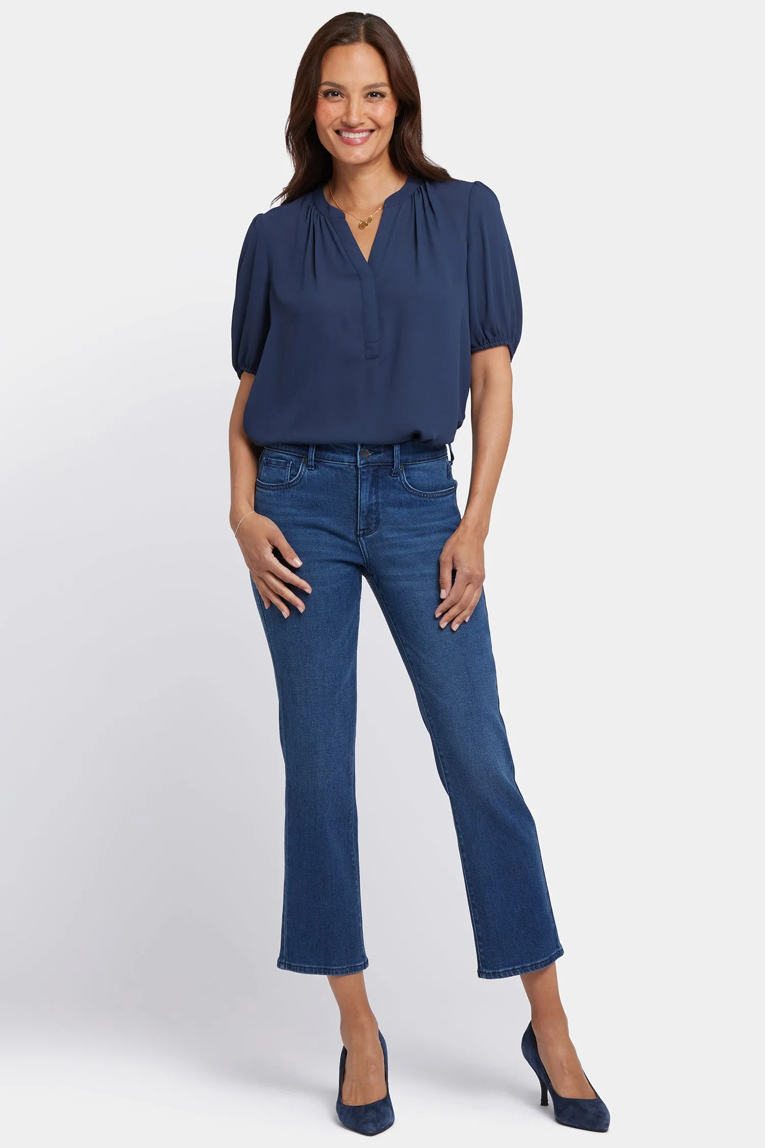 Marilyn Straight Ankle Jeans In Petite - Ibiza Blues sold by NYDJ product image thumbnail 4