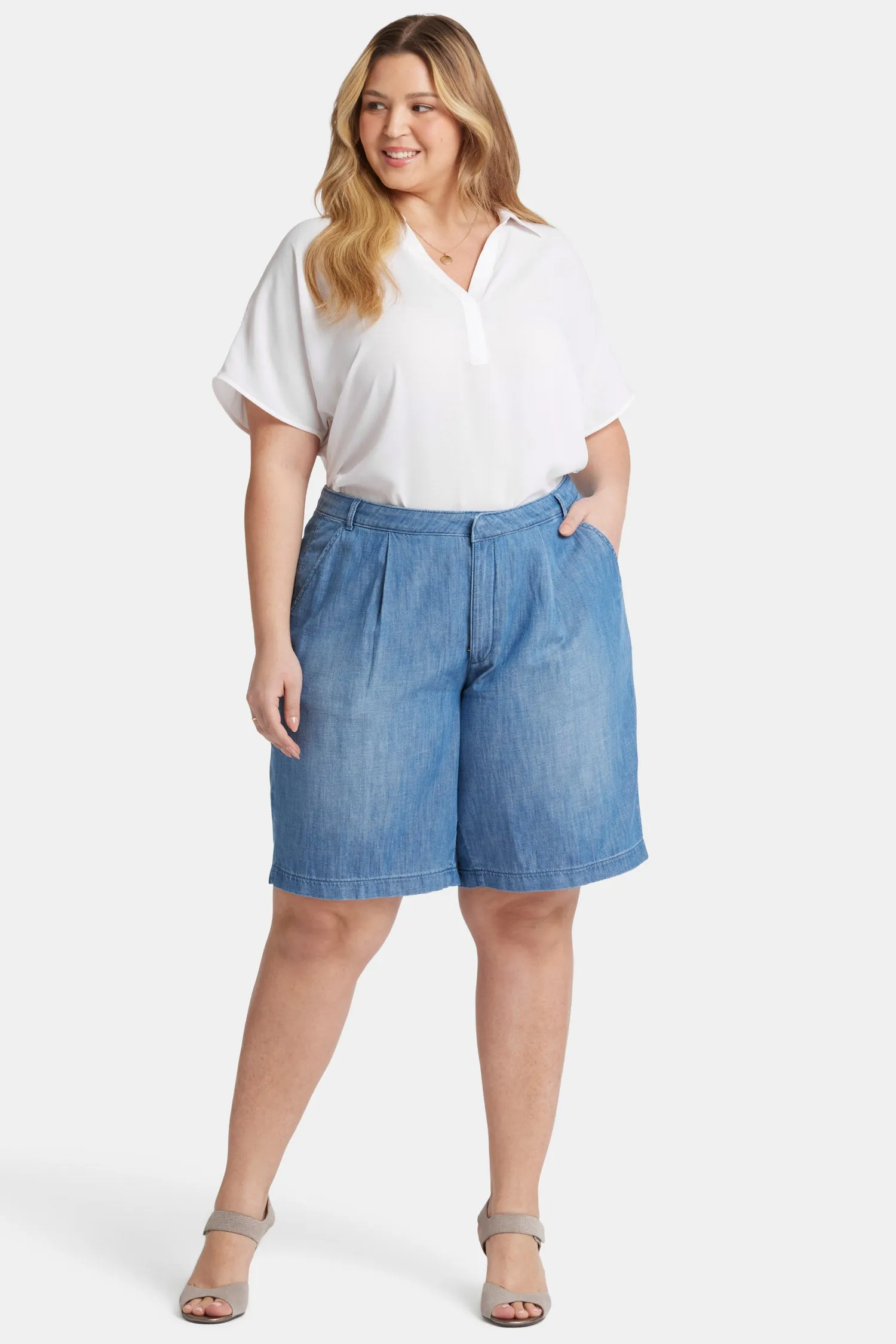 Relaxed Denim Bermuda Shorts In Plus Size - Corfu sold by NYDJ product image thumbnail 4