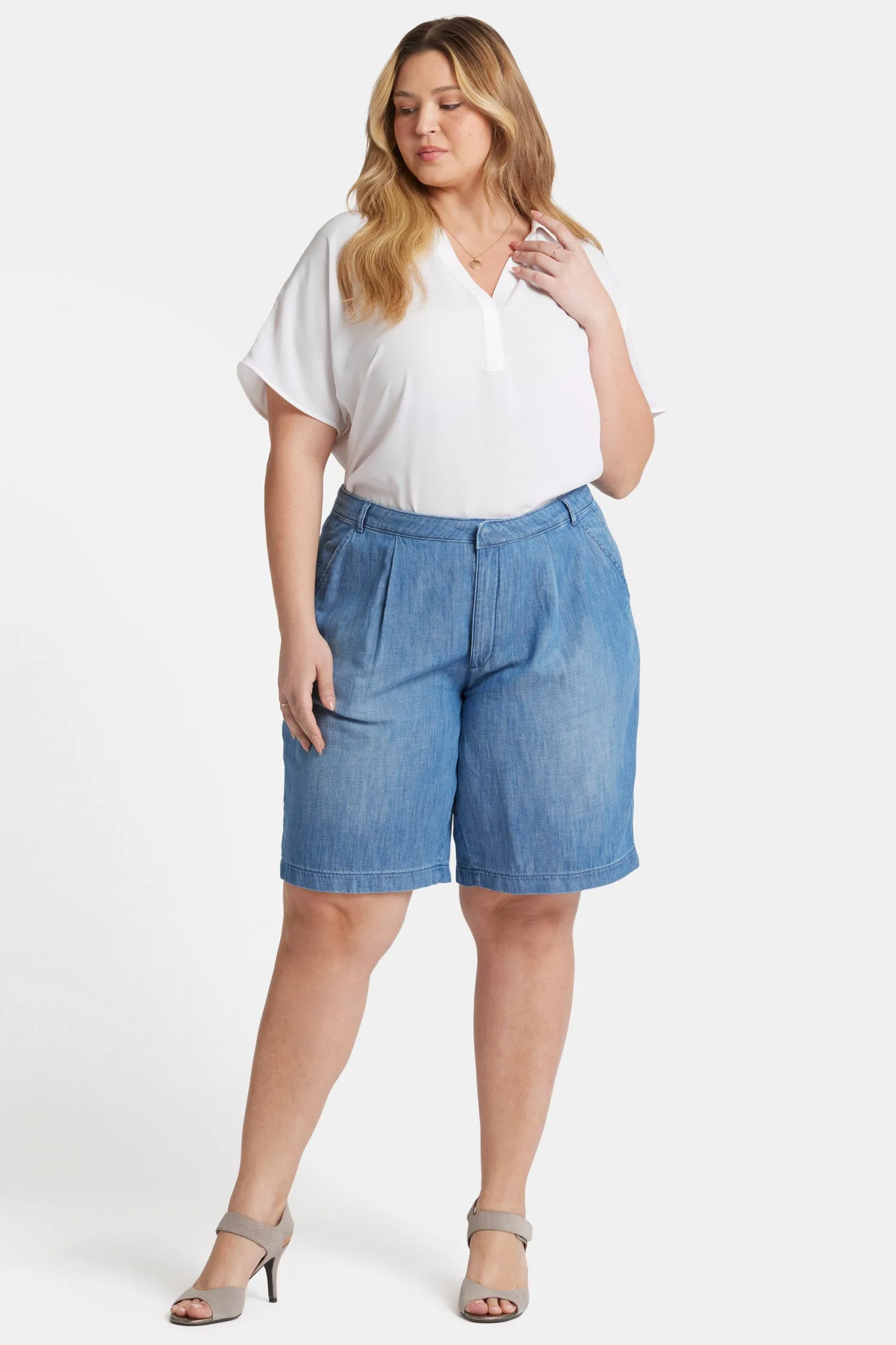 Relaxed Denim Bermuda Shorts In Plus Size - Corfu sold by NYDJ