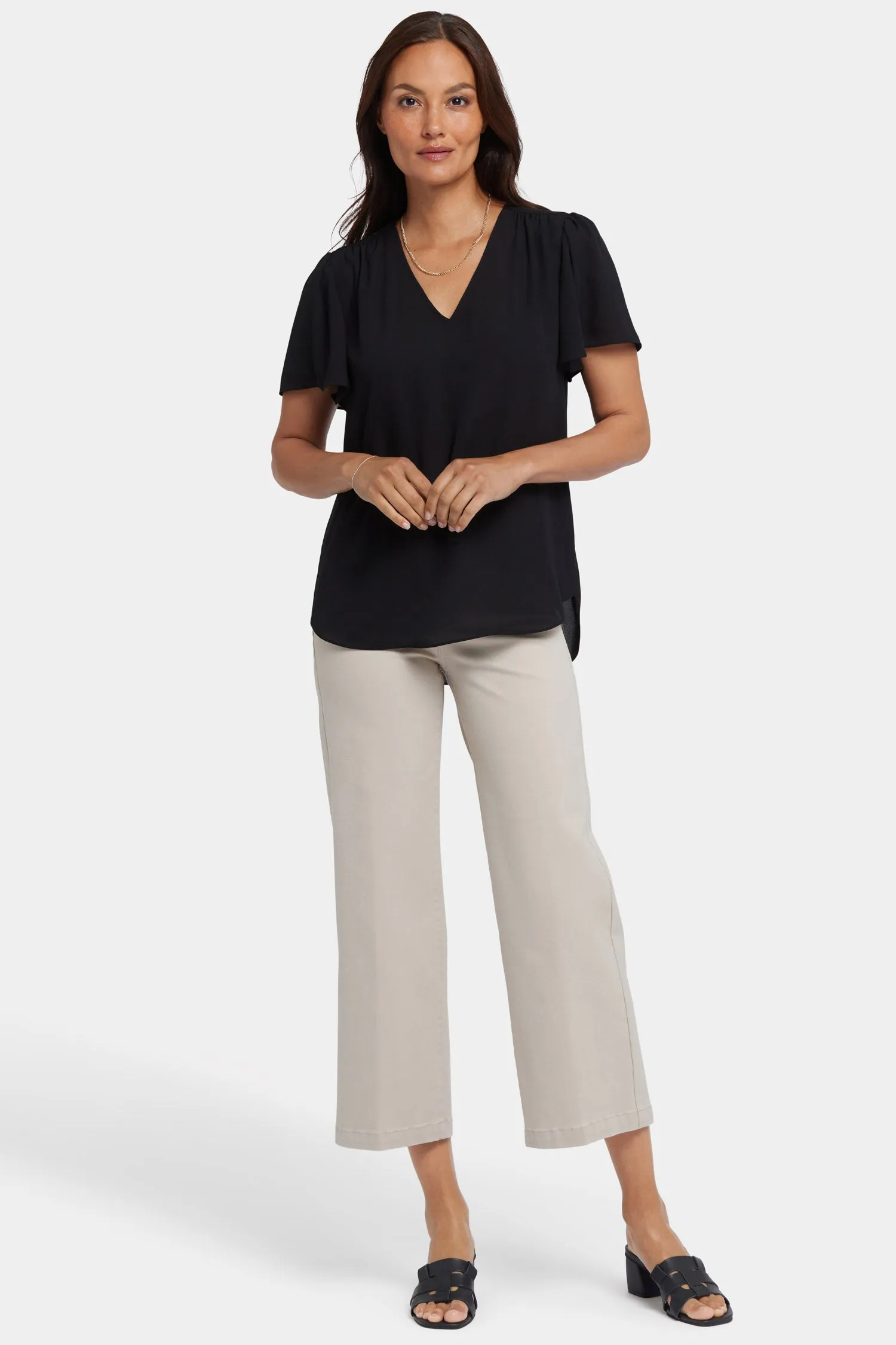 Pleated Flutter Sleeved Blouse - Black sold by NYDJ product image thumbnail 5