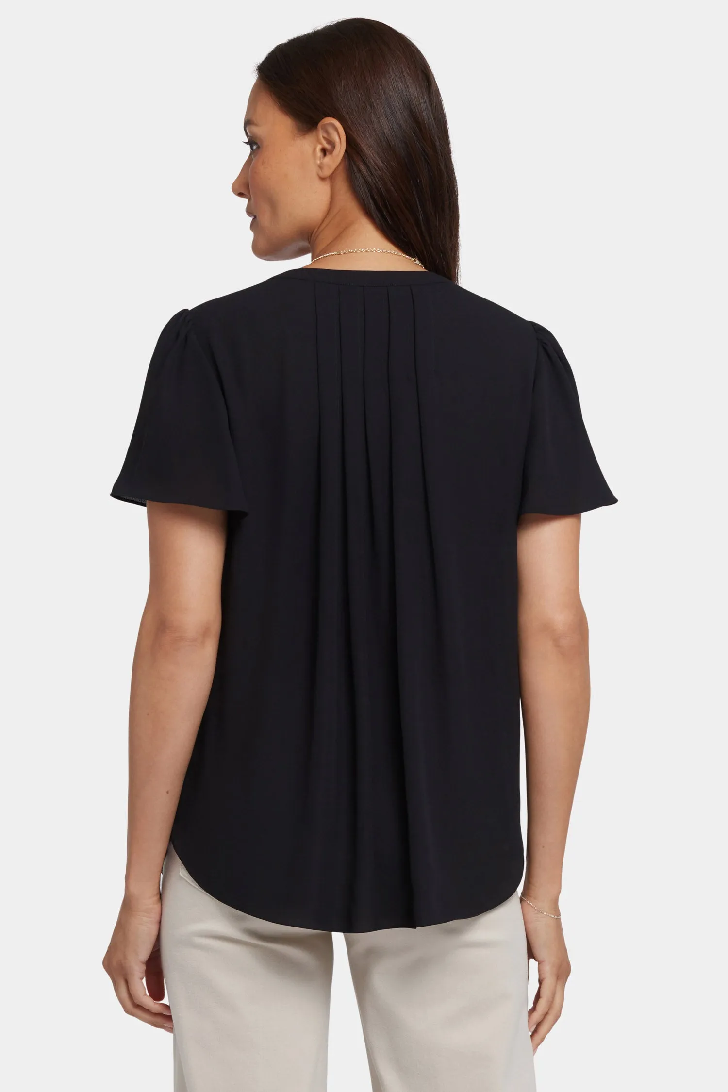 Pleated Flutter Sleeved Blouse - Black sold by NYDJ product image thumbnail 2