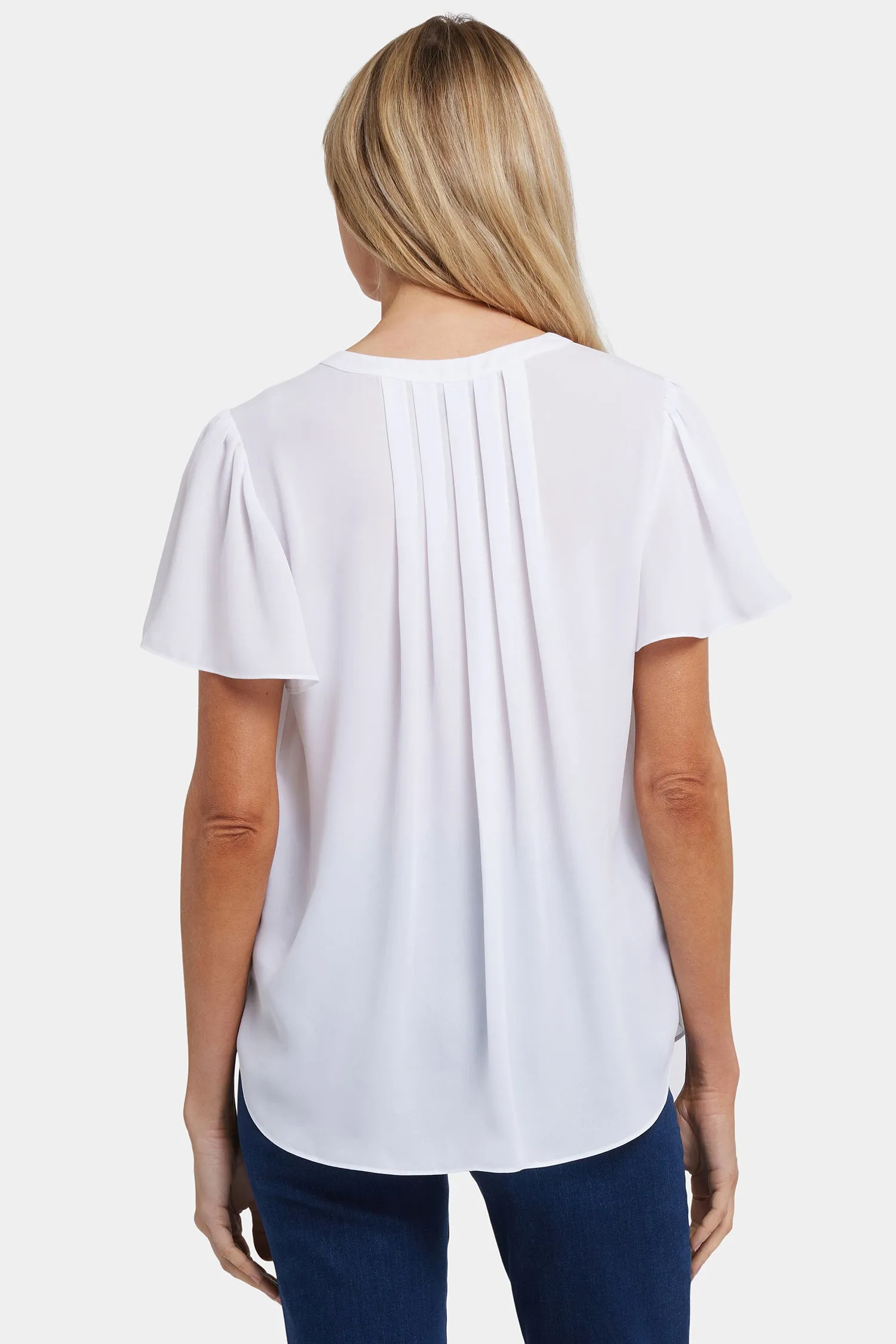 Pleated Flutter Sleeved Blouse - Optic White sold by NYDJ product image thumbnail 3