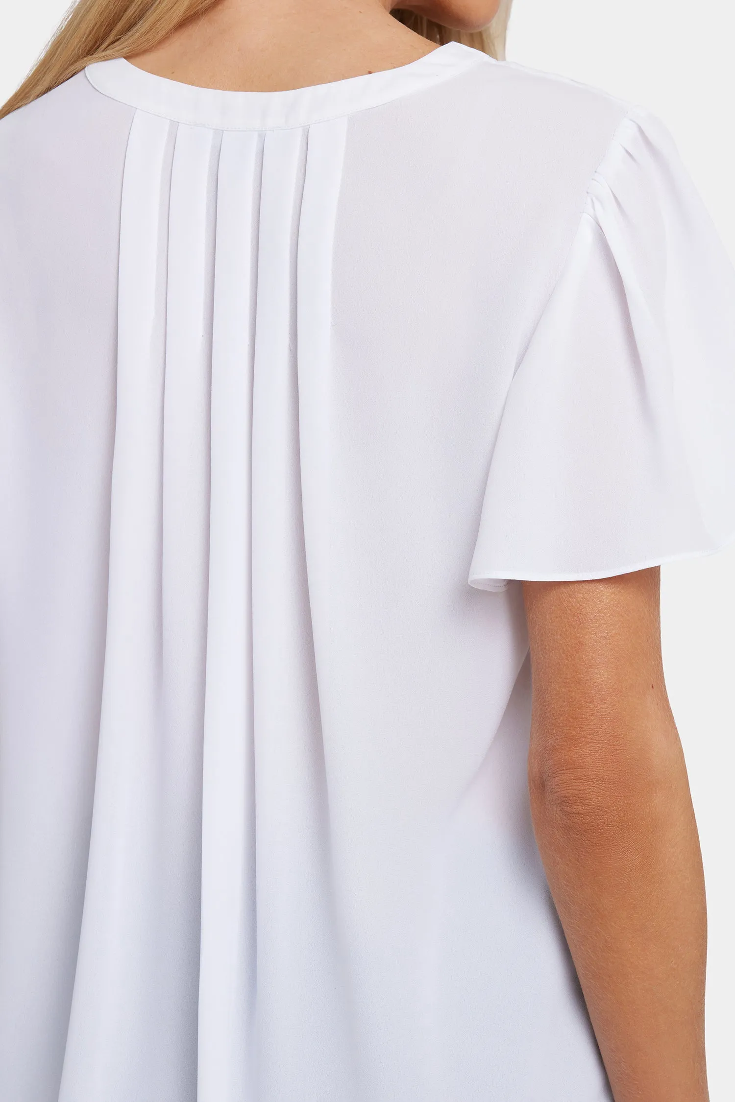 Pleated Flutter Sleeved Blouse - Optic White sold by NYDJ product image thumbnail 2