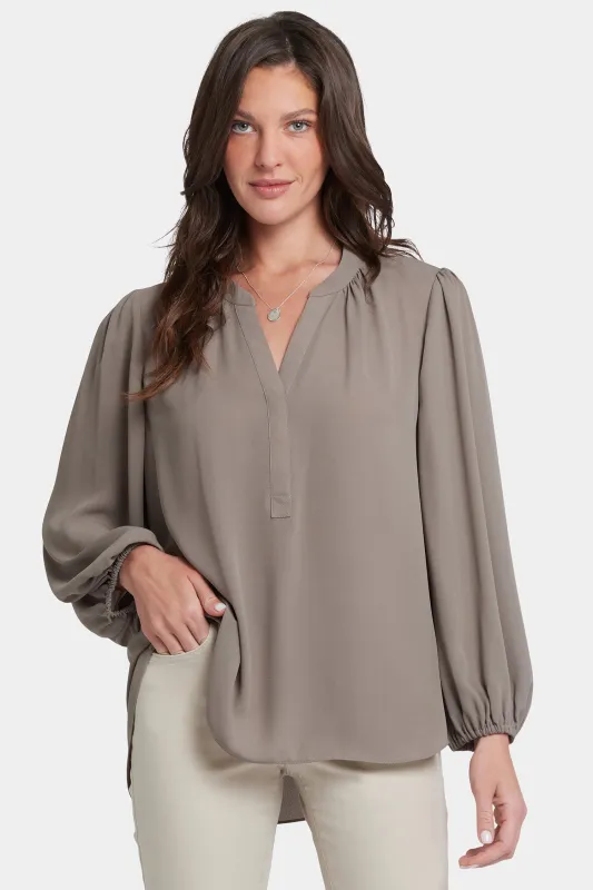 Puff Sleeved Popover Top - Saddlewood sold by NYDJ