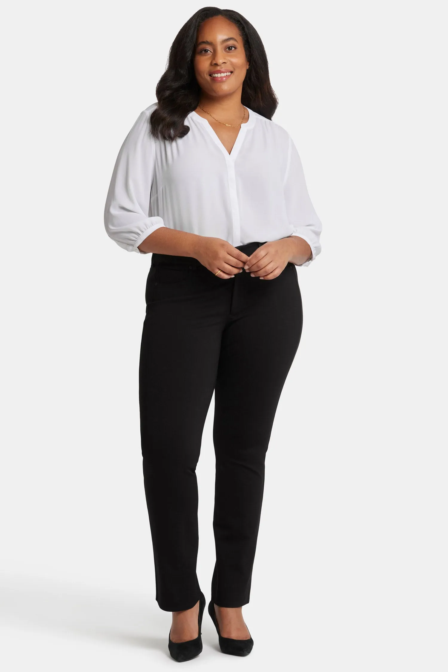 Marilyn Straight Pants In Plus Size - Black sold by NYDJ