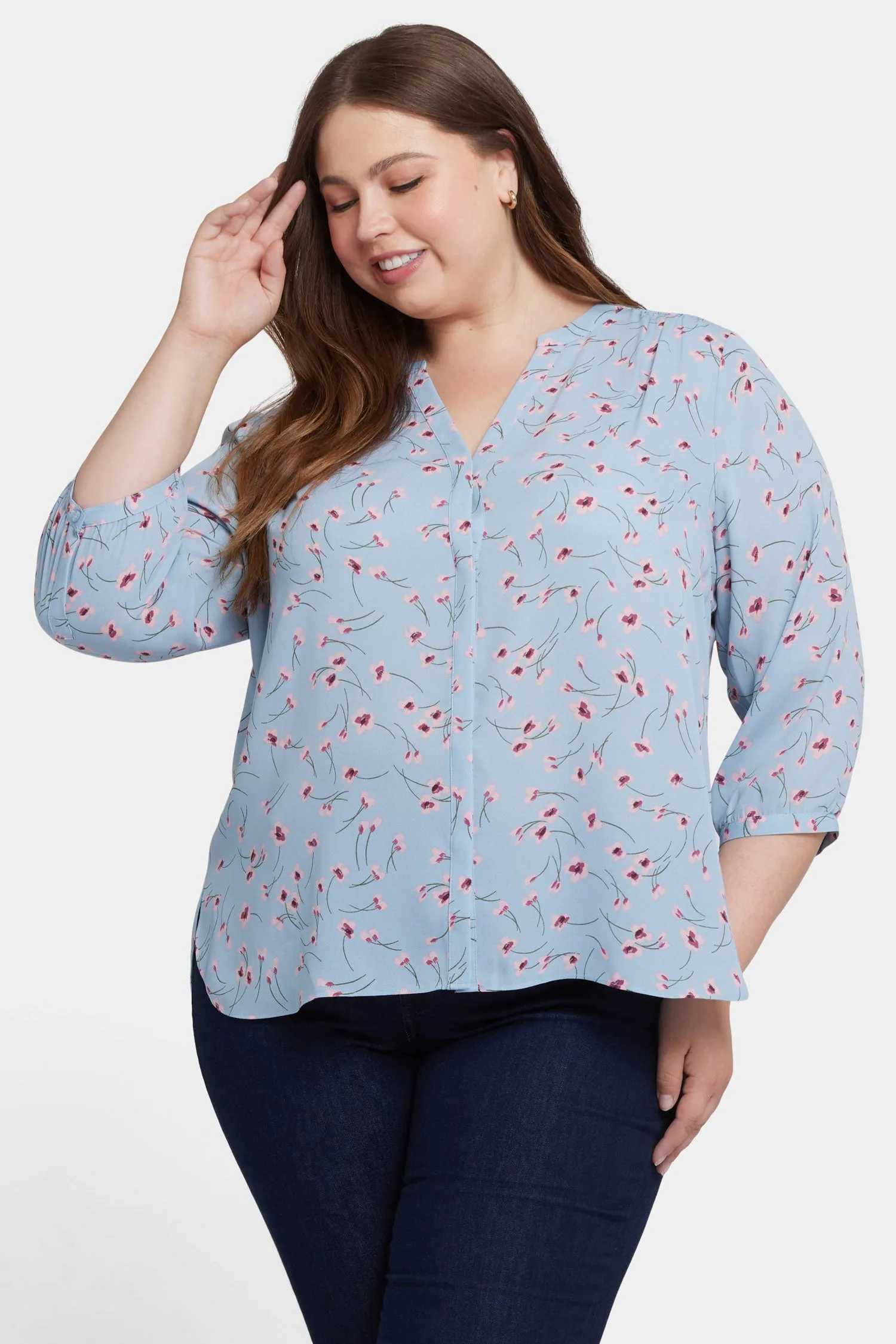 Pintuck Blouse In Plus Size - Mountain Petals sold by NYDJ product image thumbnail 5