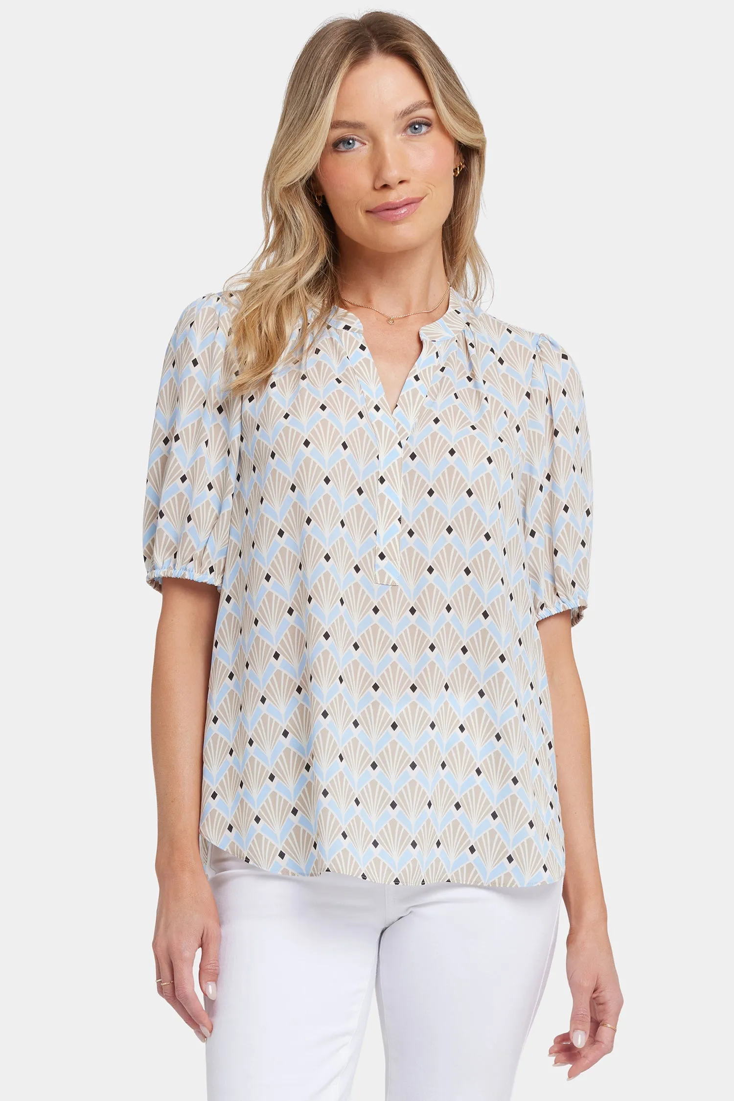 Short Puff Sleeved Popover Top - Cabo Punta sold by NYDJ