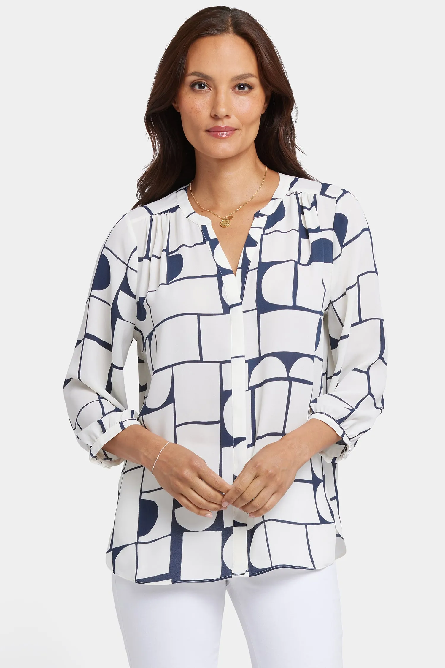 Pintuck Blouse - Campo das Cortes sold by NYDJ