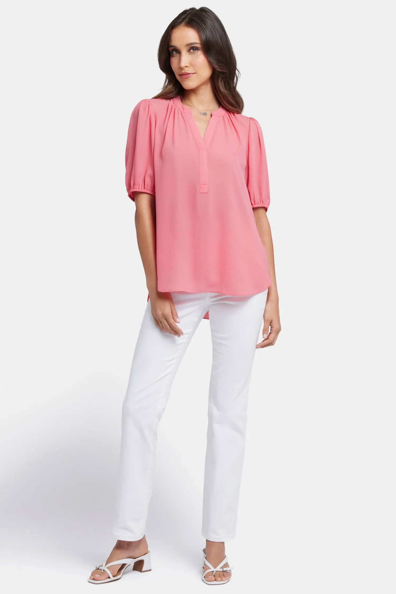 Short Puff Sleeved Popover Top - Spiced Coral sold by NYDJ product image thumbnail 5
