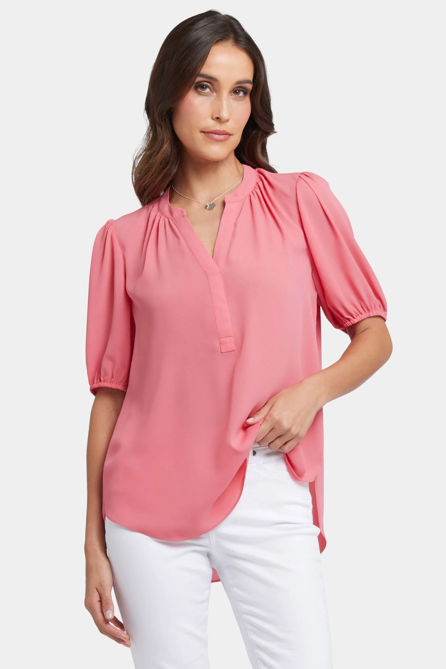Short Puff Sleeved Popover Top - Spiced Coral sold by NYDJ product image thumbnail 4