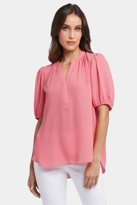Short Puff Sleeved Popover Top - Spiced Coral sold by NYDJ