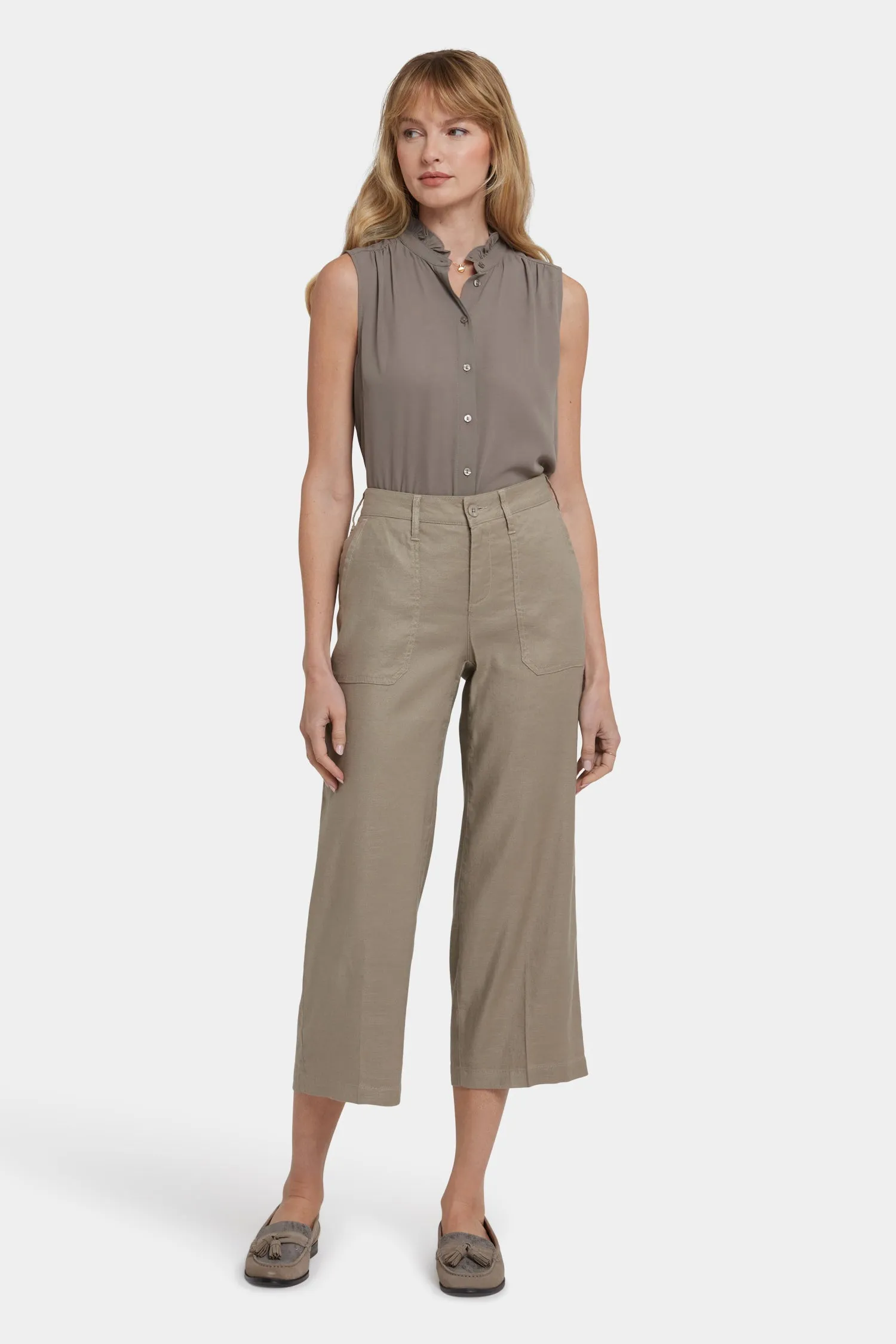 Wide Leg Cargo Capri Pants - Saddlewood sold by NYDJ