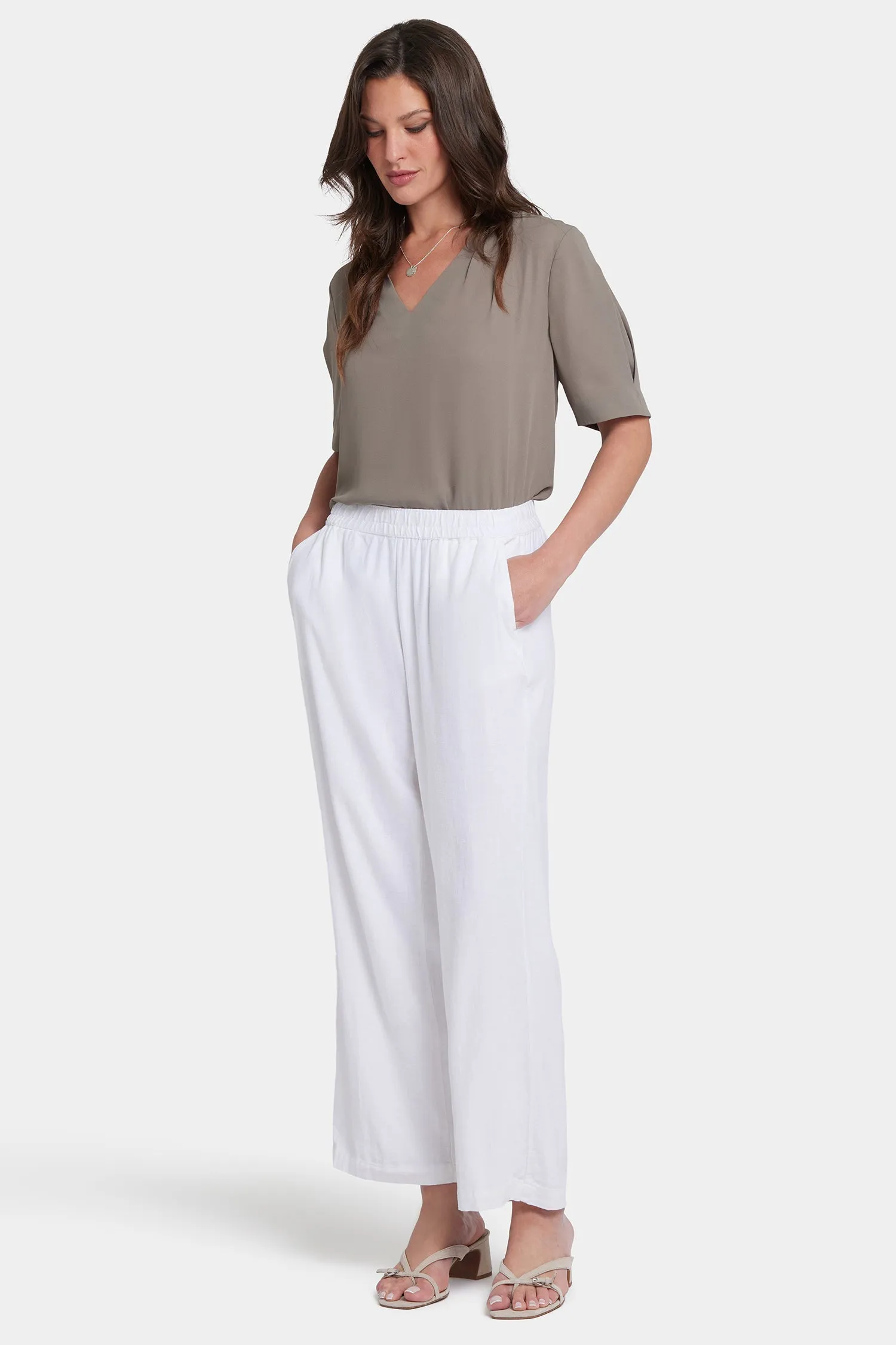 Relaxed Drawstring Pull-On Pants - White sold by NYDJ product image thumbnail 4