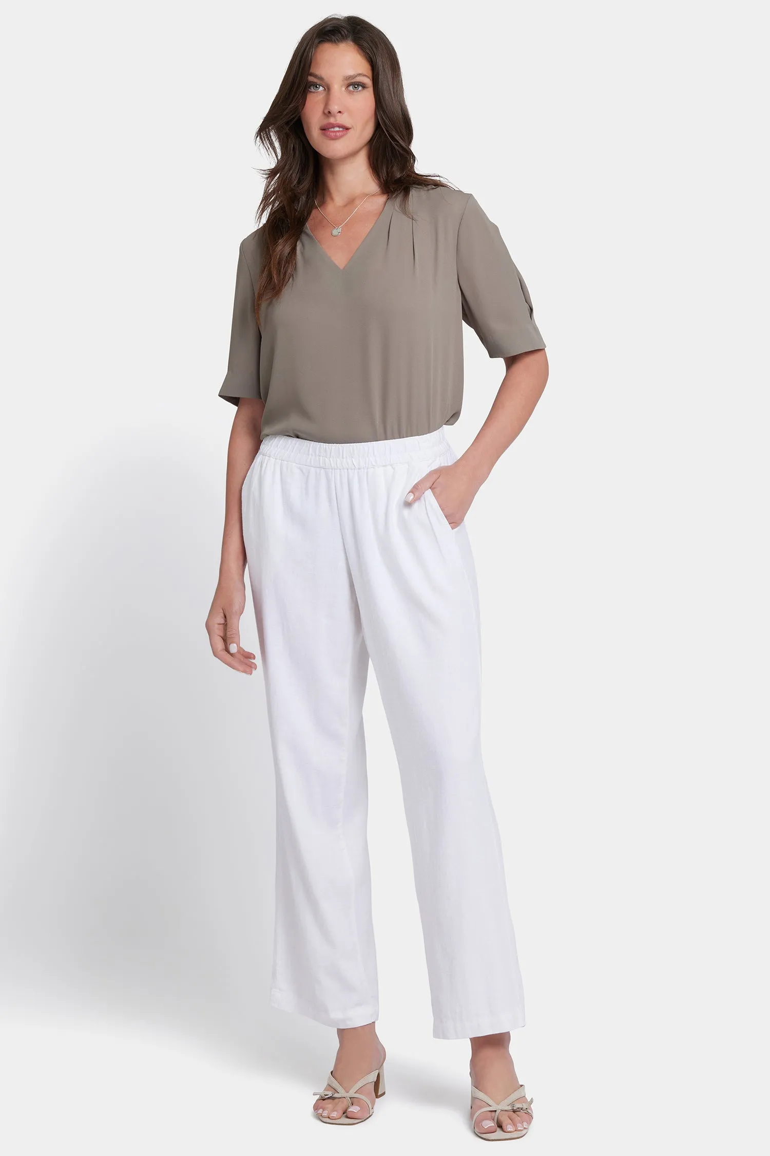 Relaxed Drawstring Pull-On Pants - White sold by NYDJ