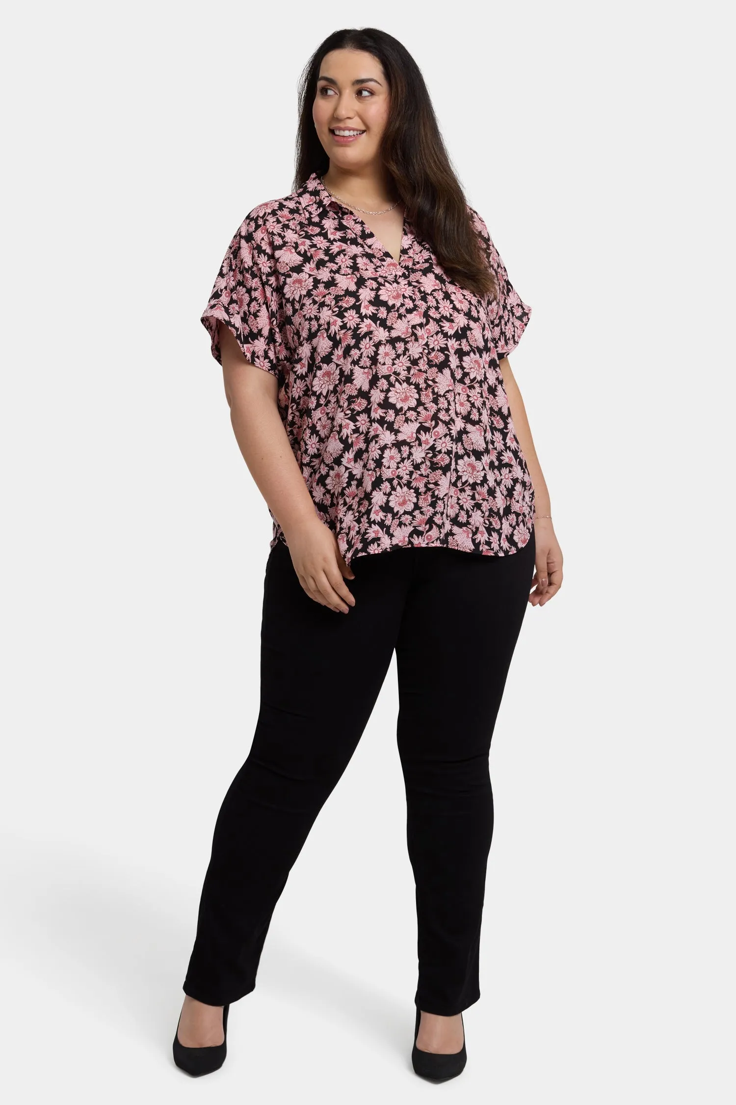 Becky Short Sleeved Blouse In Plus Size - Lilla Garden sold by NYDJ product image thumbnail 4