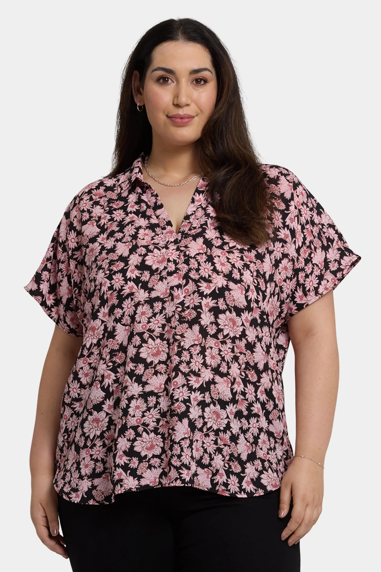 Becky Short Sleeved Blouse In Plus Size - Lilla Garden sold by NYDJ