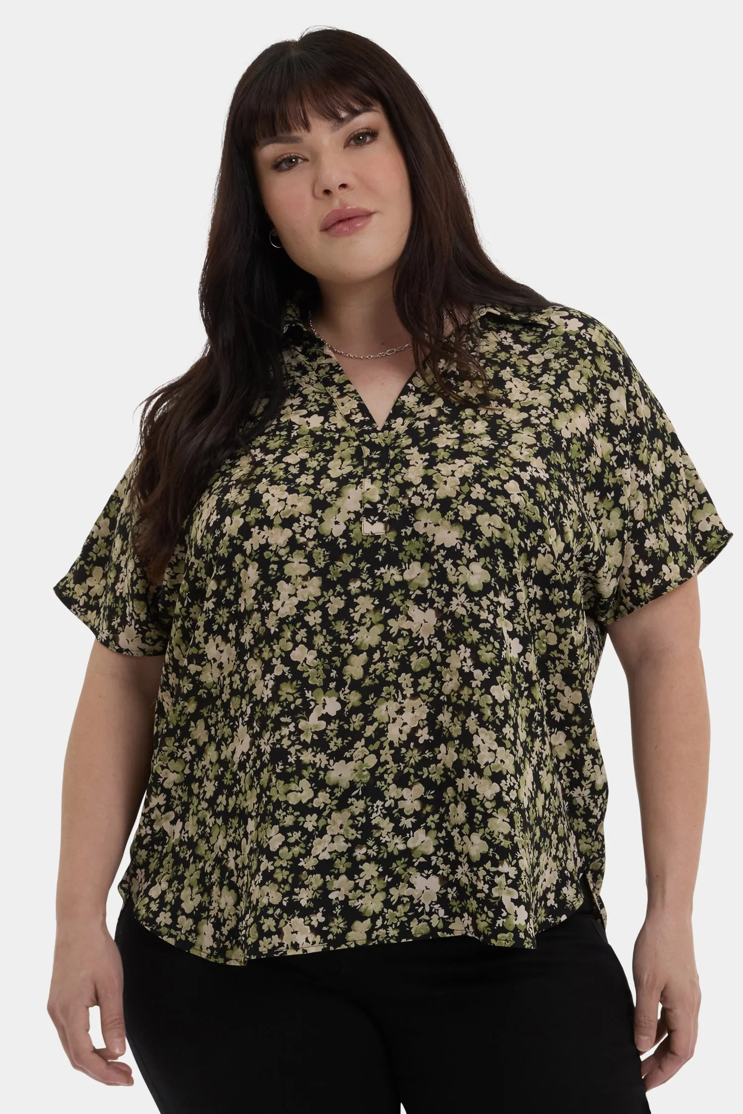 Becky Short Sleeved Blouse In Plus Size - Granada Garden sold by NYDJ