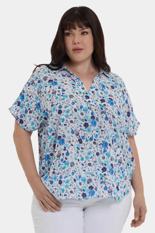 Becky Short Sleeved Blouse In Plus Size - Jimena Garden sold by NYDJ