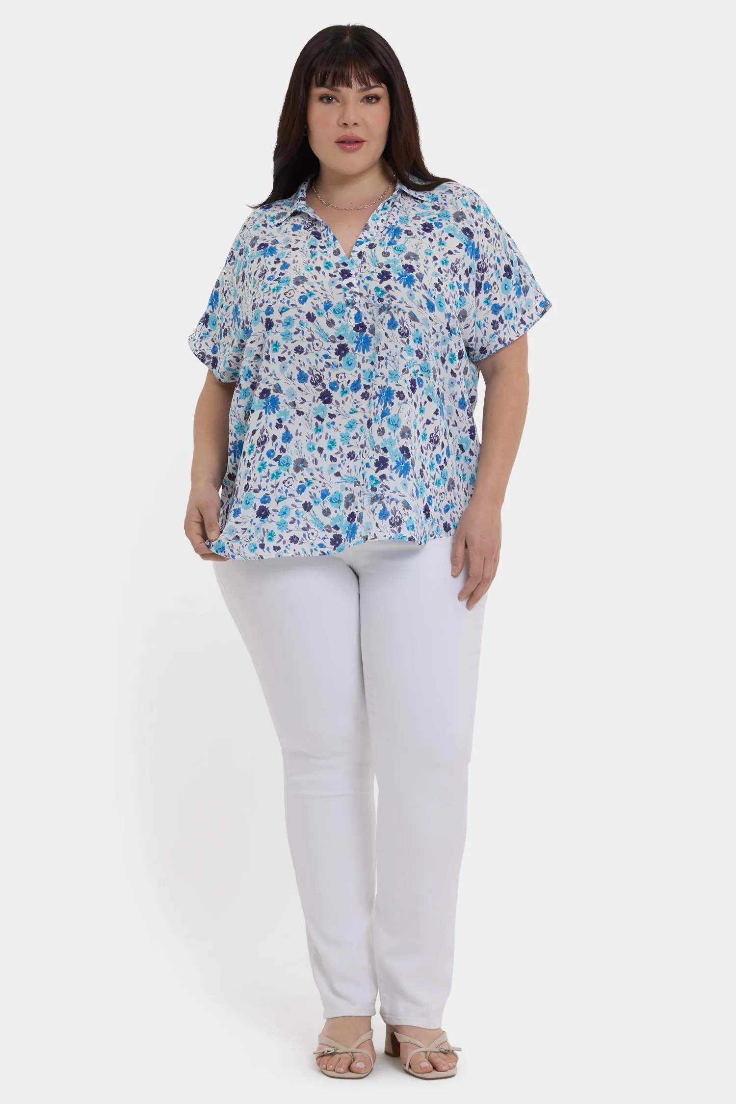 Becky Short Sleeved Blouse In Plus Size - Jimena Garden sold by NYDJ product image thumbnail 4