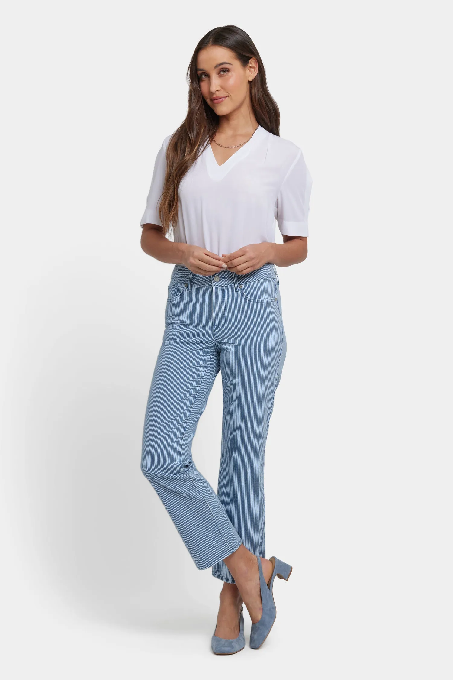 Marilyn Straight Ankle Jeans - Villa Vista Stripe sold by NYDJ