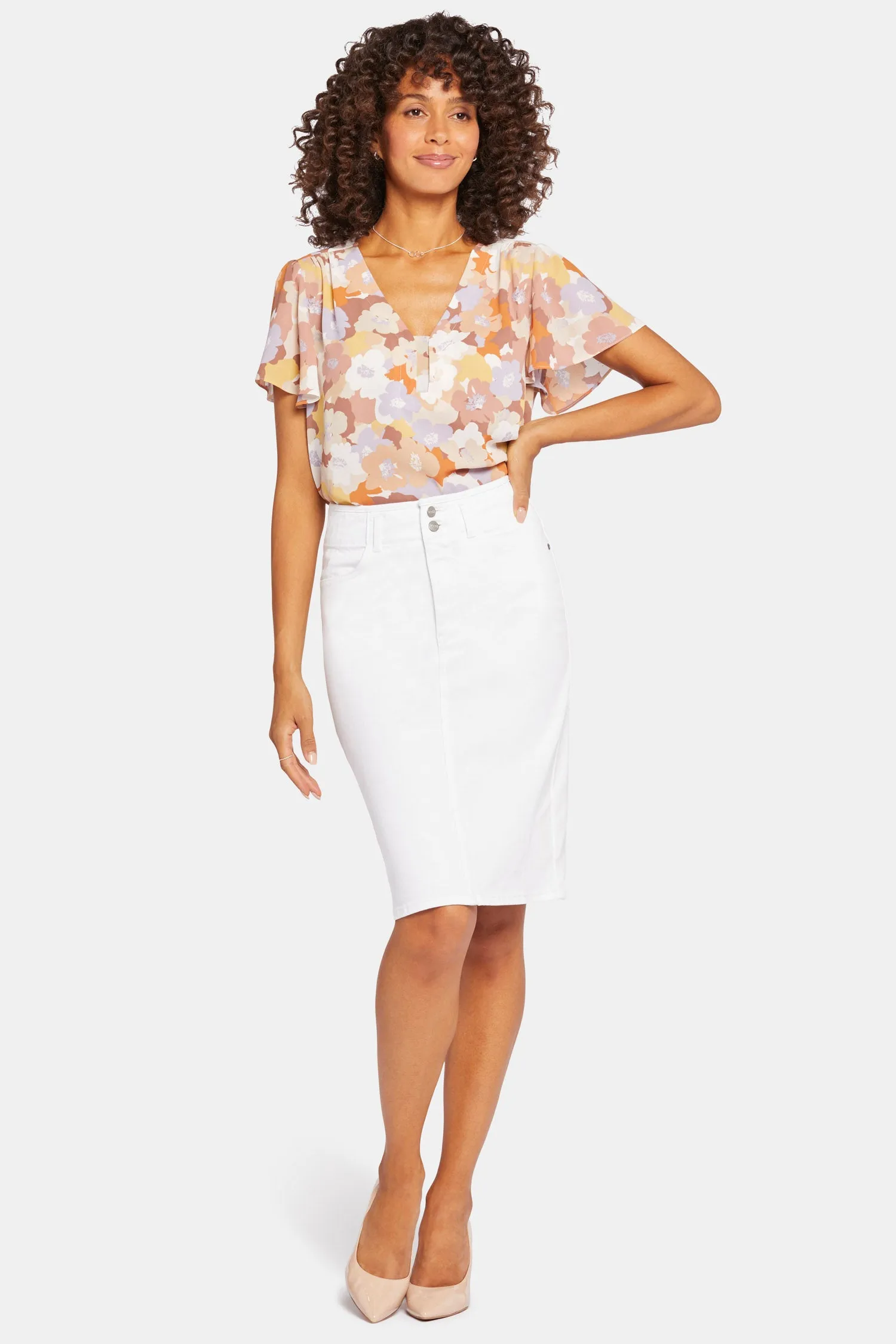 High Waist Skirt In Petite - Optic White sold by NYDJ product image thumbnail 4