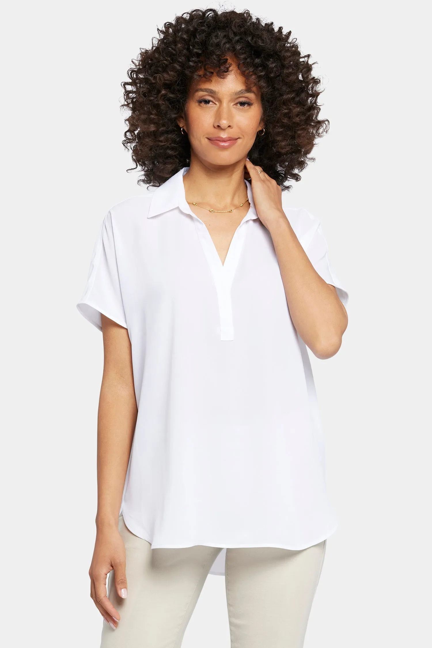 Becky Short Sleeved Blouse In Petite - Optic White sold by NYDJ product image thumbnail 4