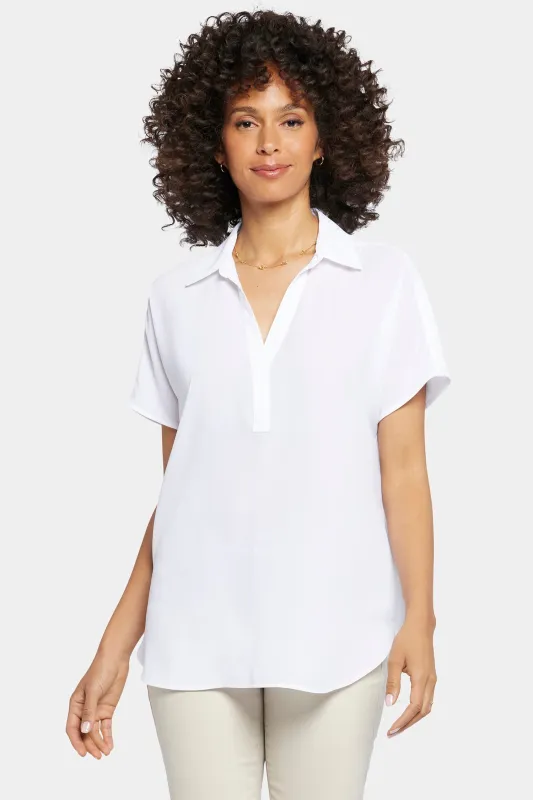 Becky Short Sleeved Blouse In Petite - Optic White sold by NYDJ