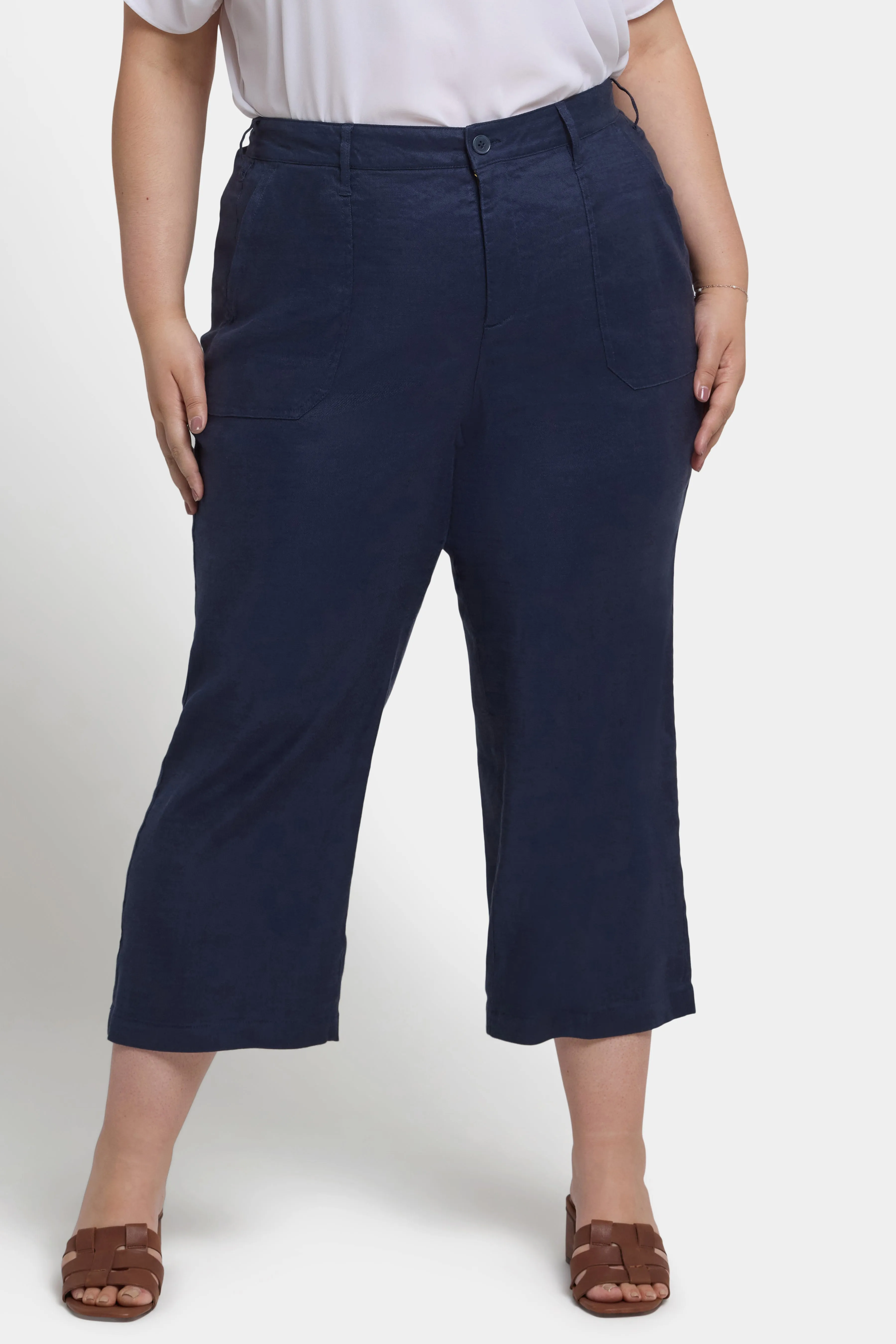 Wide Leg Cargo Capri Pants In Plus Size - Oxford Navy sold by NYDJ product image thumbnail 4